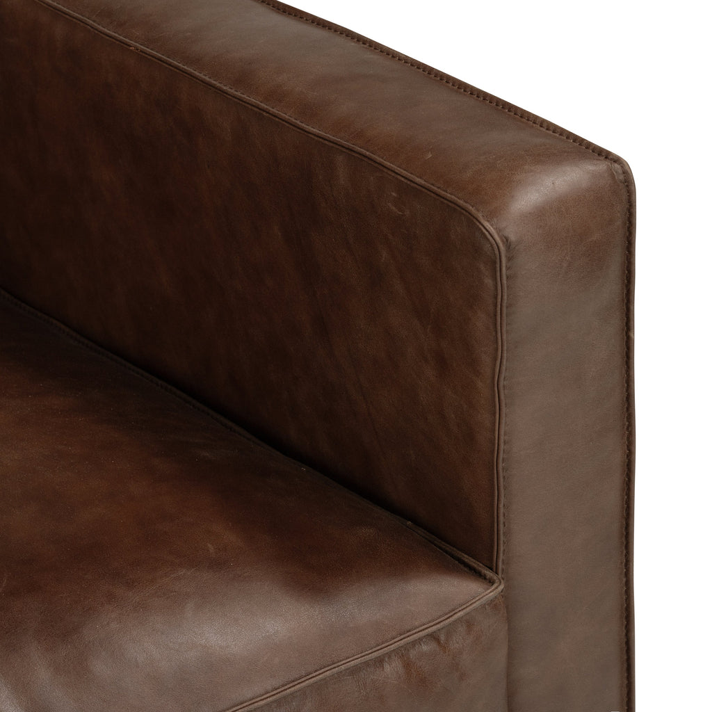 Fauteuil de salon en cuir | Marron chocolat