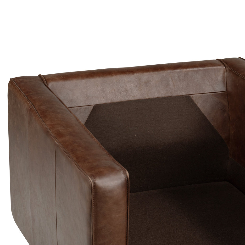 Fauteuil de salon en cuir | Marron chocolat