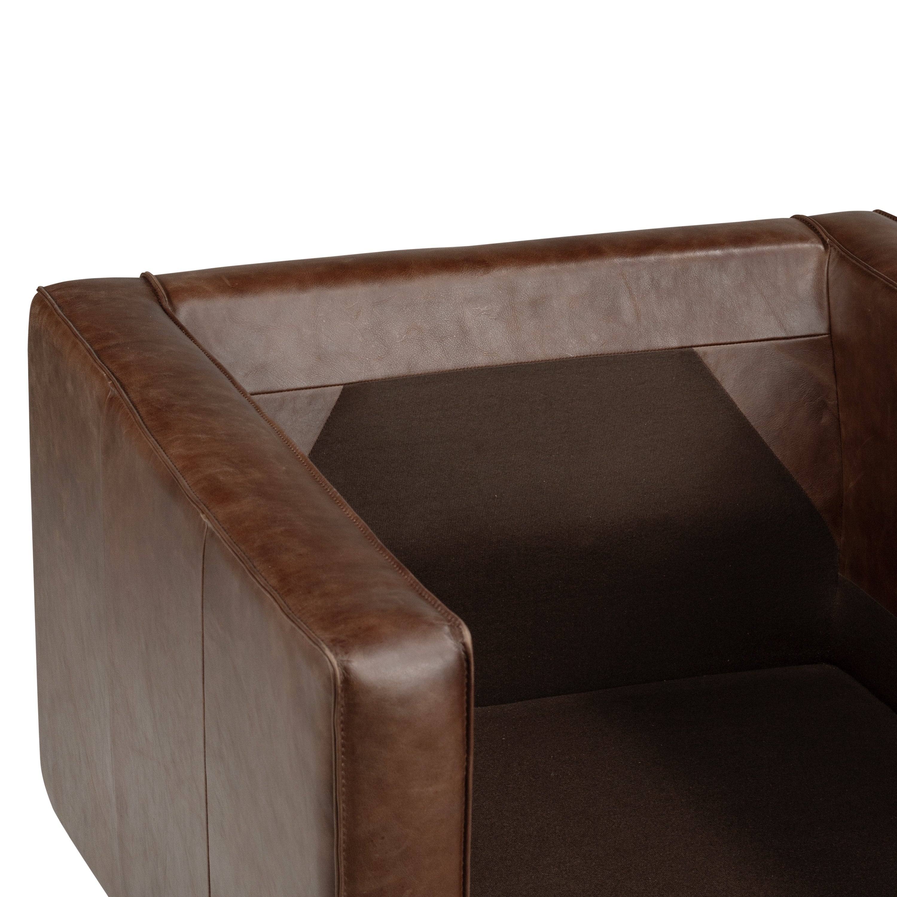 Fauteuil de salon en cuir | Marron chocolat