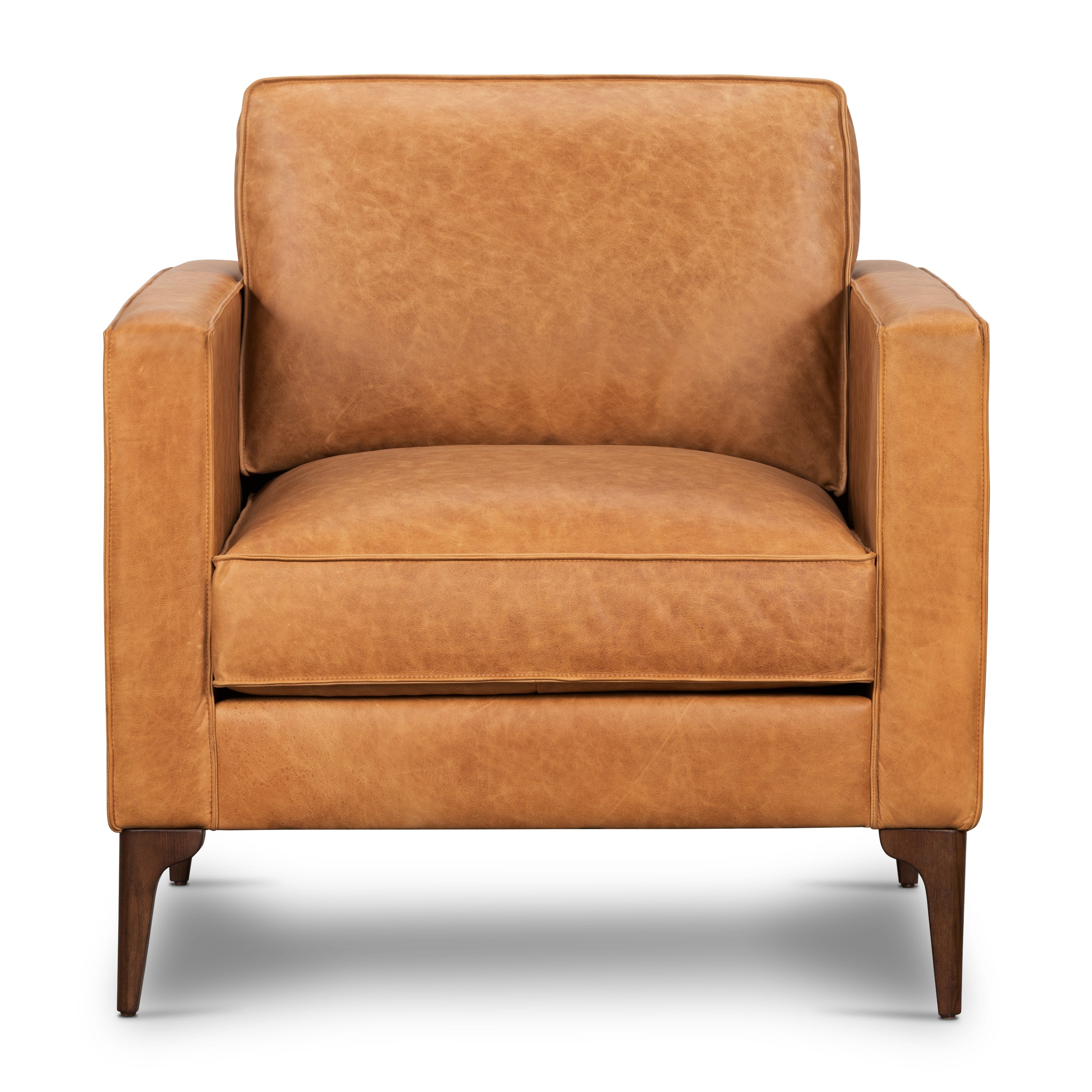 Fauteuil en cuir | Tan cognac