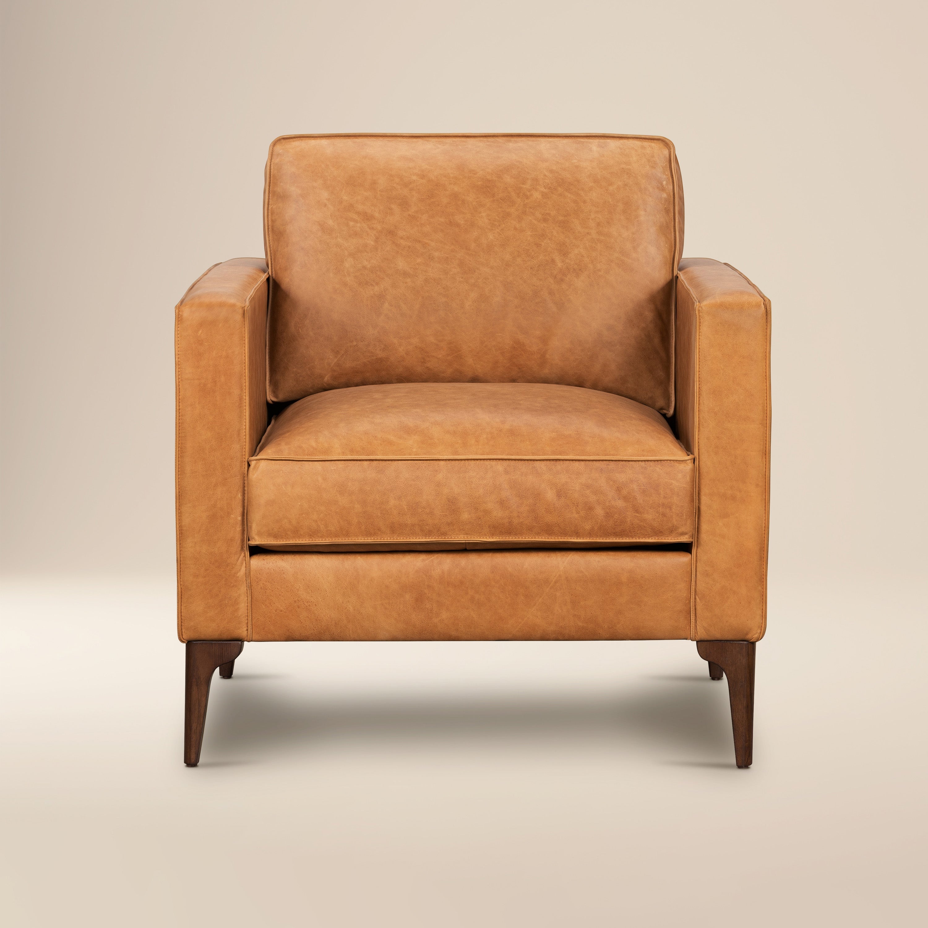 Fauteuil en cuir | Tan cognac