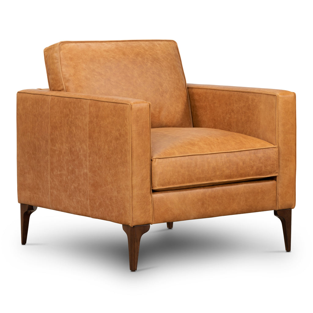 Fauteuil en cuir | Tan cognac