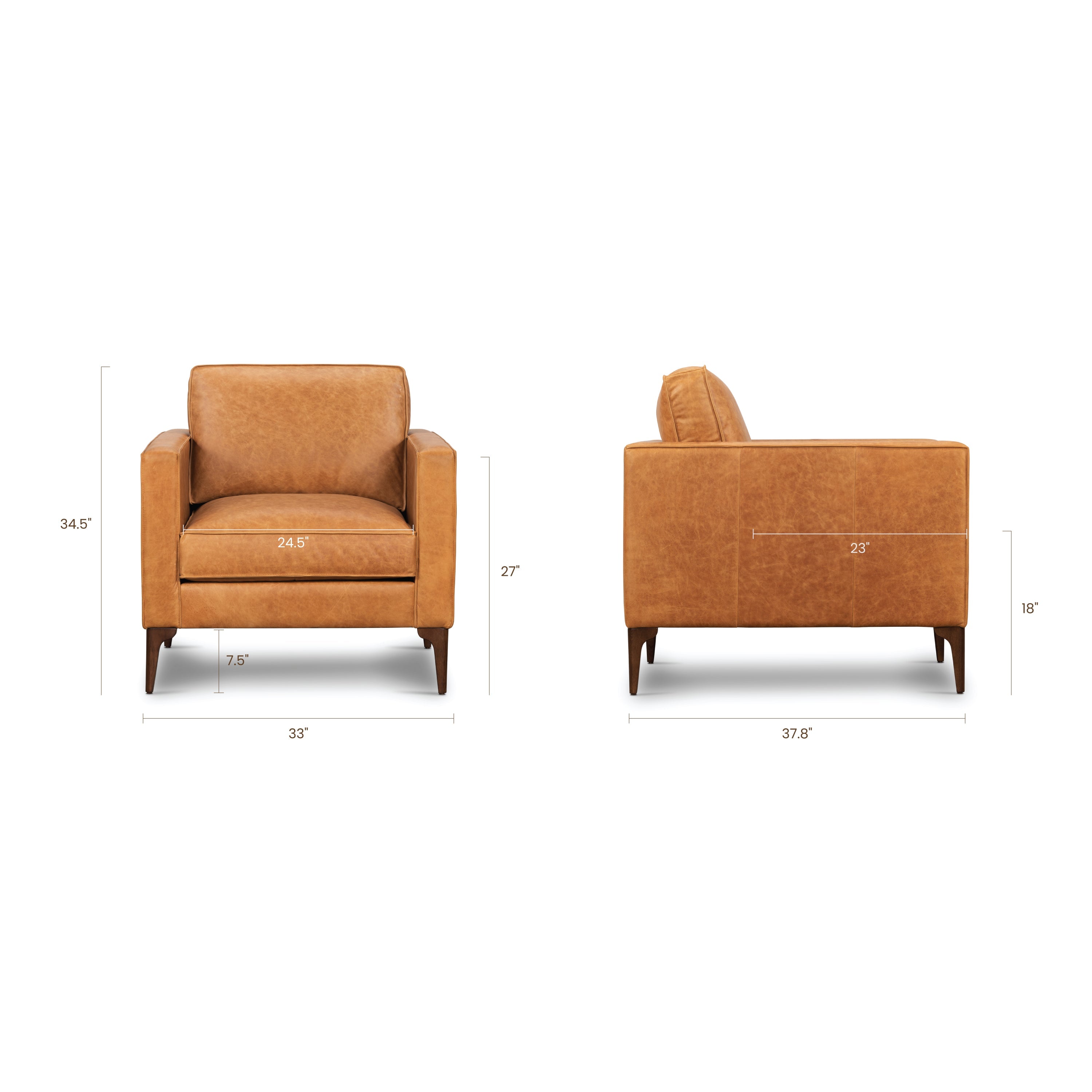 Fauteuil en cuir | Tan cognac