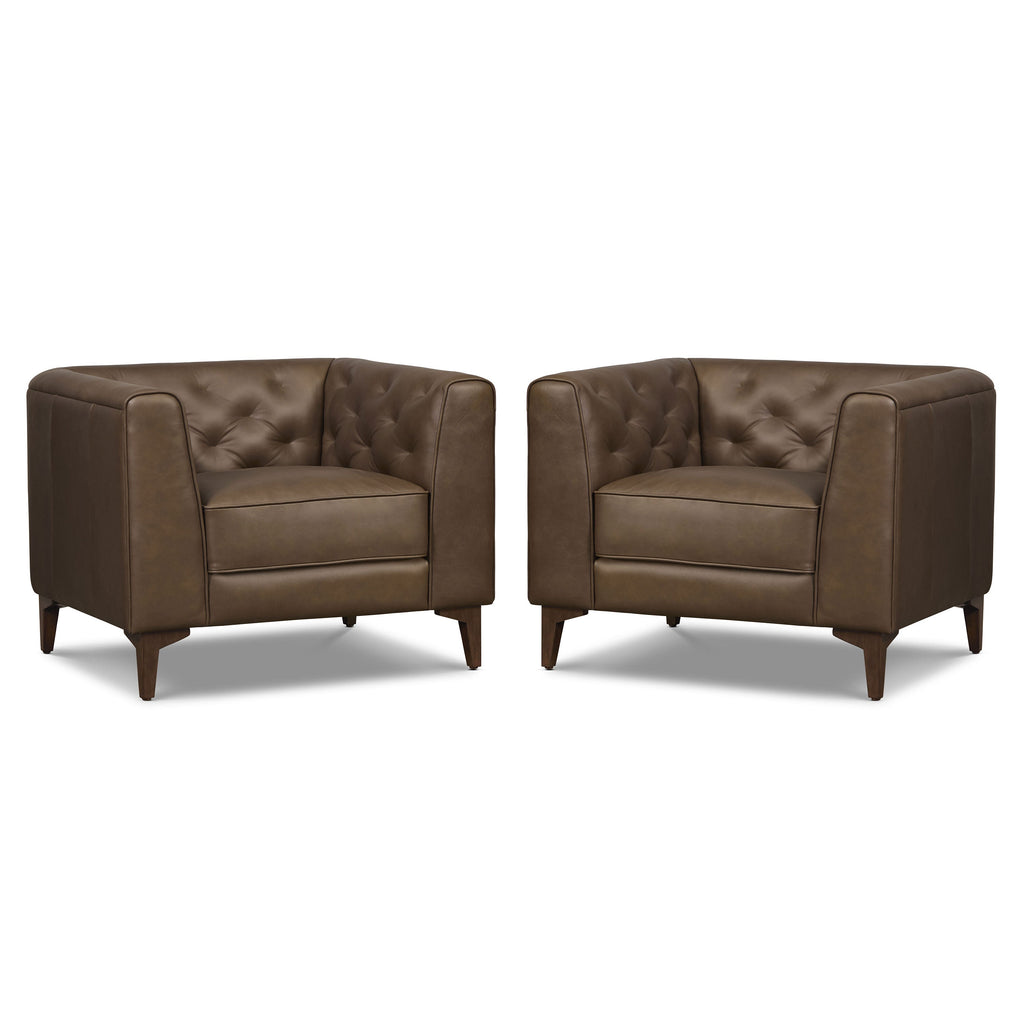Fauteuil en cuir de salon | Marron cacao