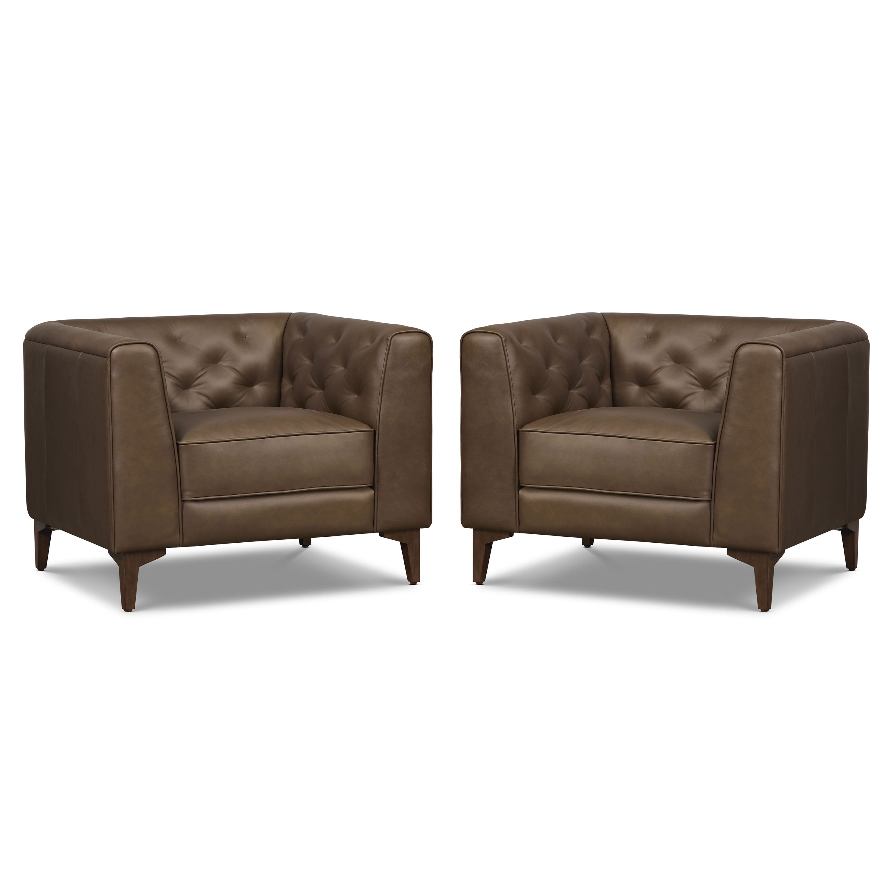Fauteuil en cuir de salon | Marron cacao