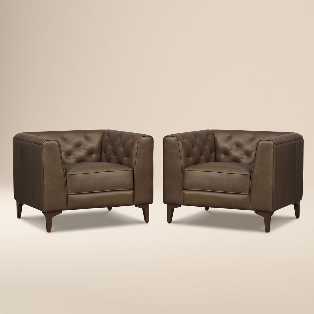 Fauteuil en cuir de salon | Marron cacao