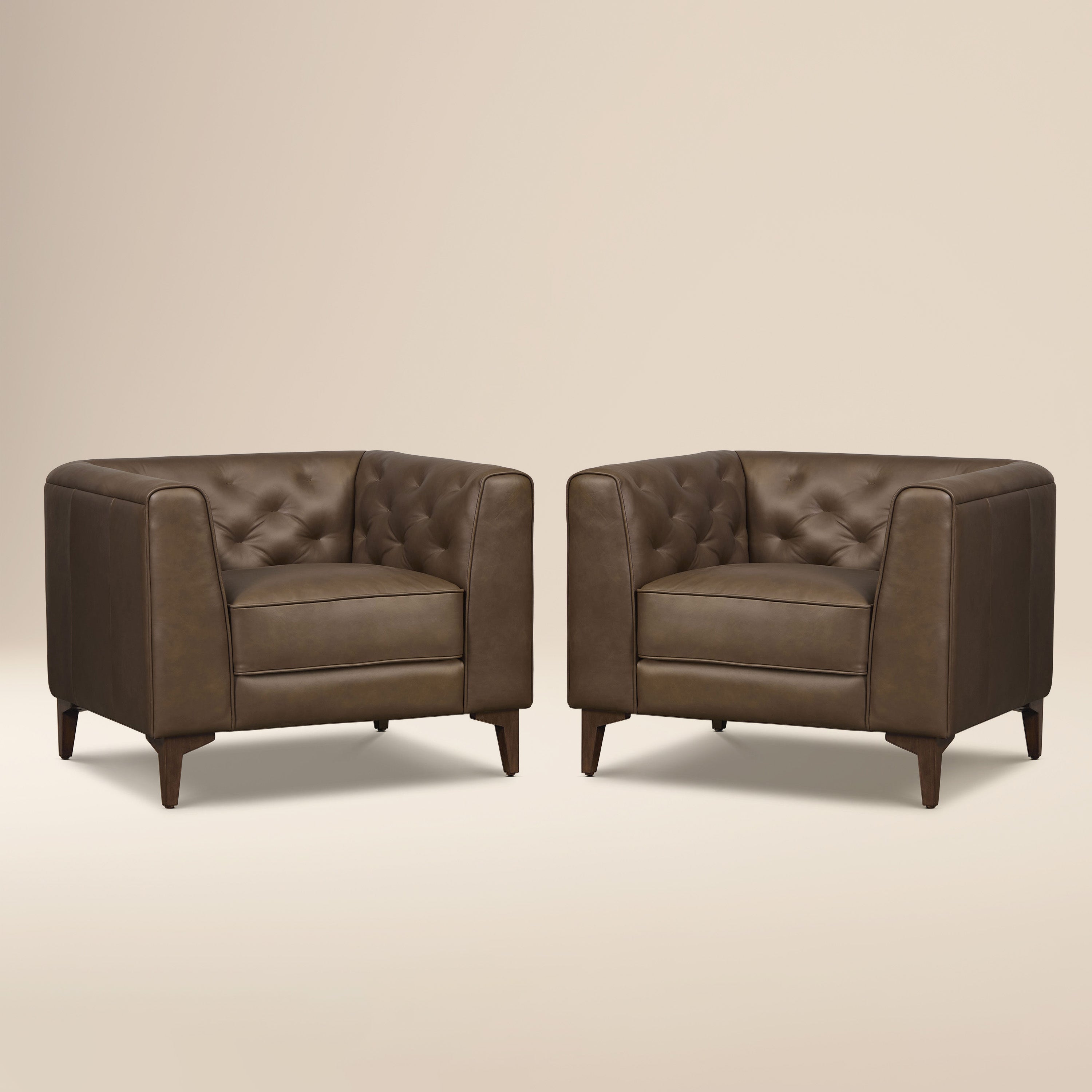 Fauteuil en cuir de salon | Marron cacao