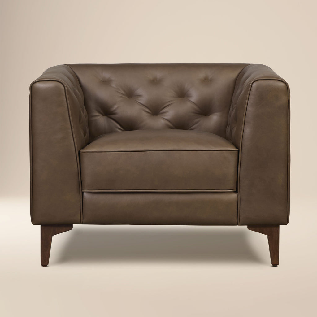 Fauteuil de salon en cuir | Marron Cacao