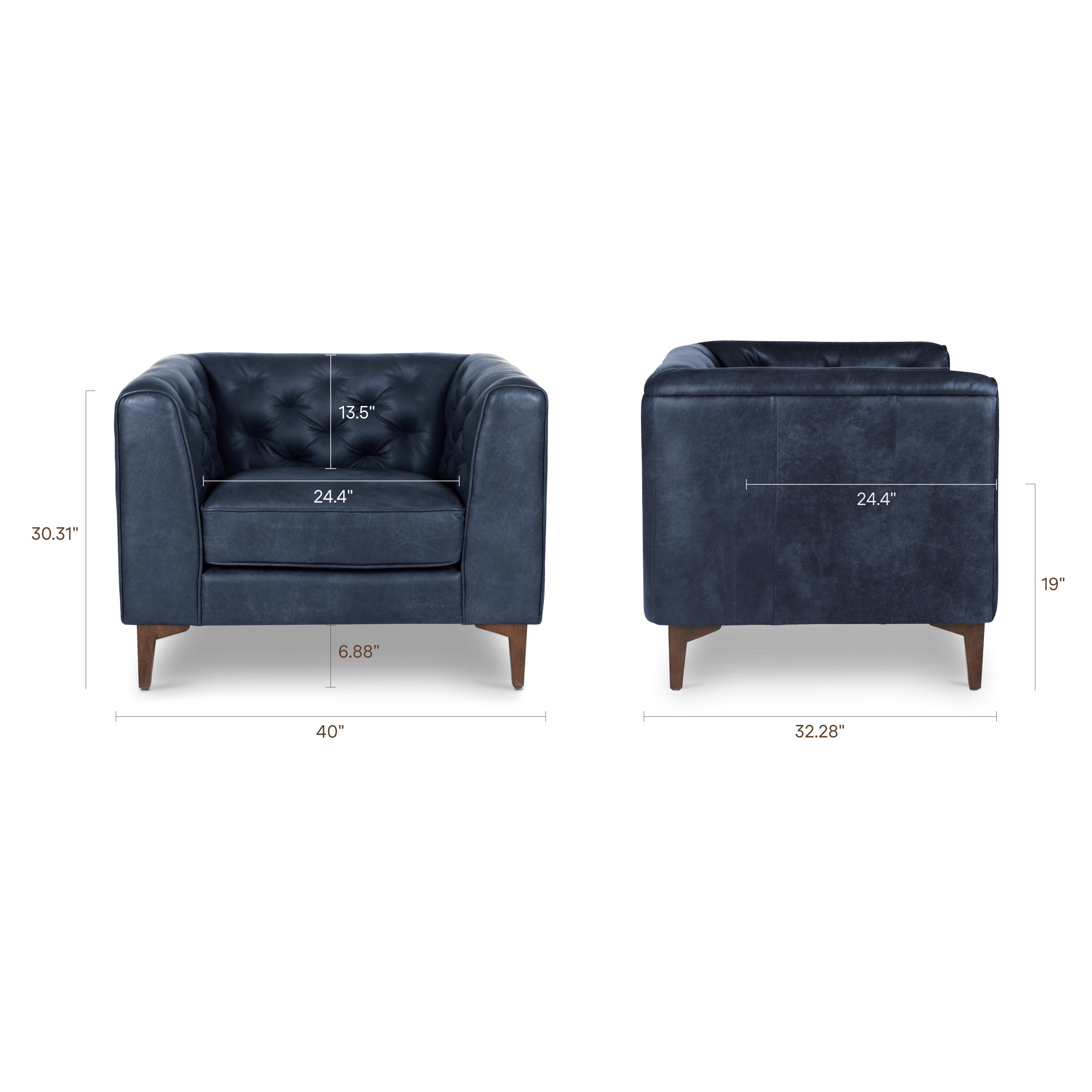 Fauteuil en cuir | Bleu nuit