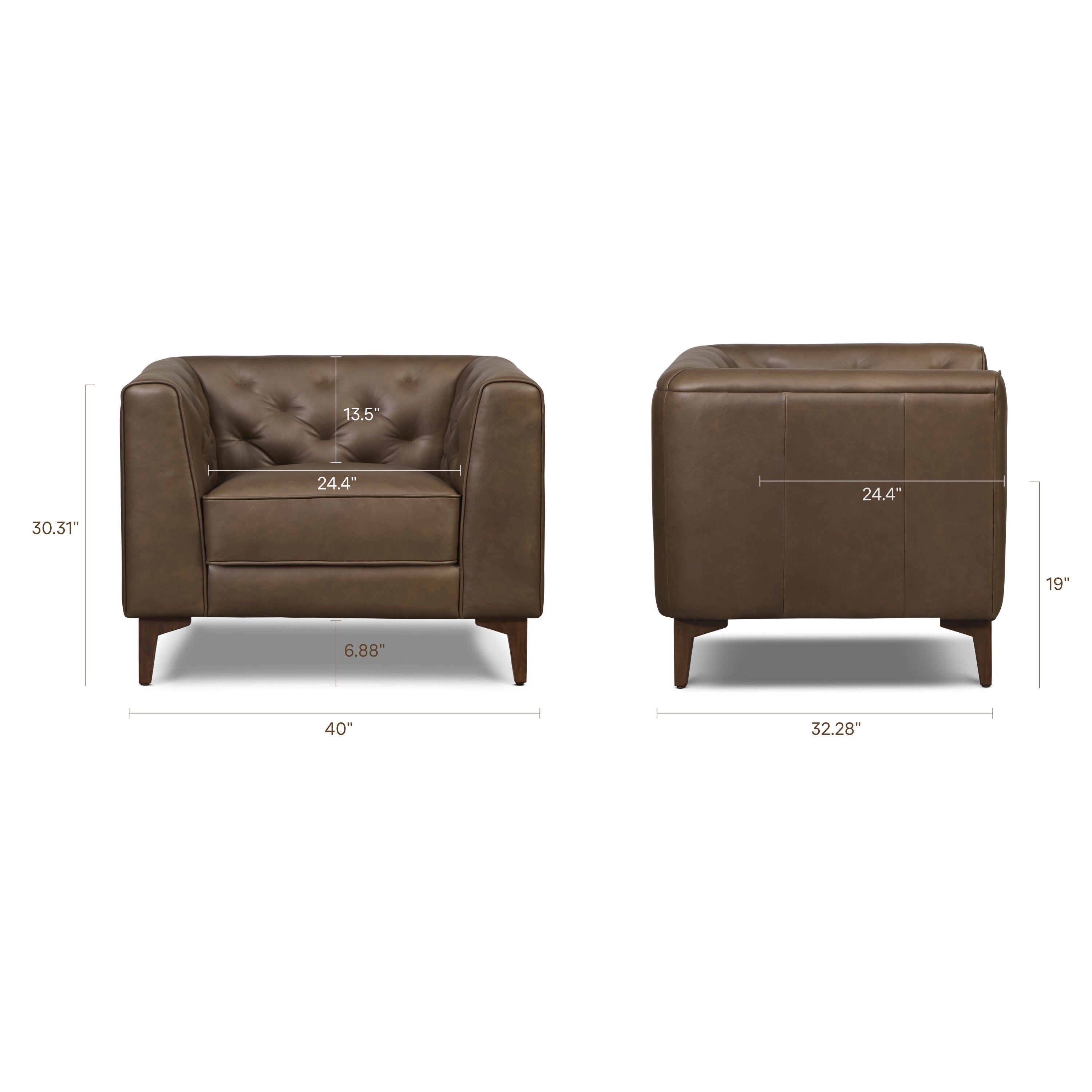 Fauteuil de salon en cuir | Marron Cacao
