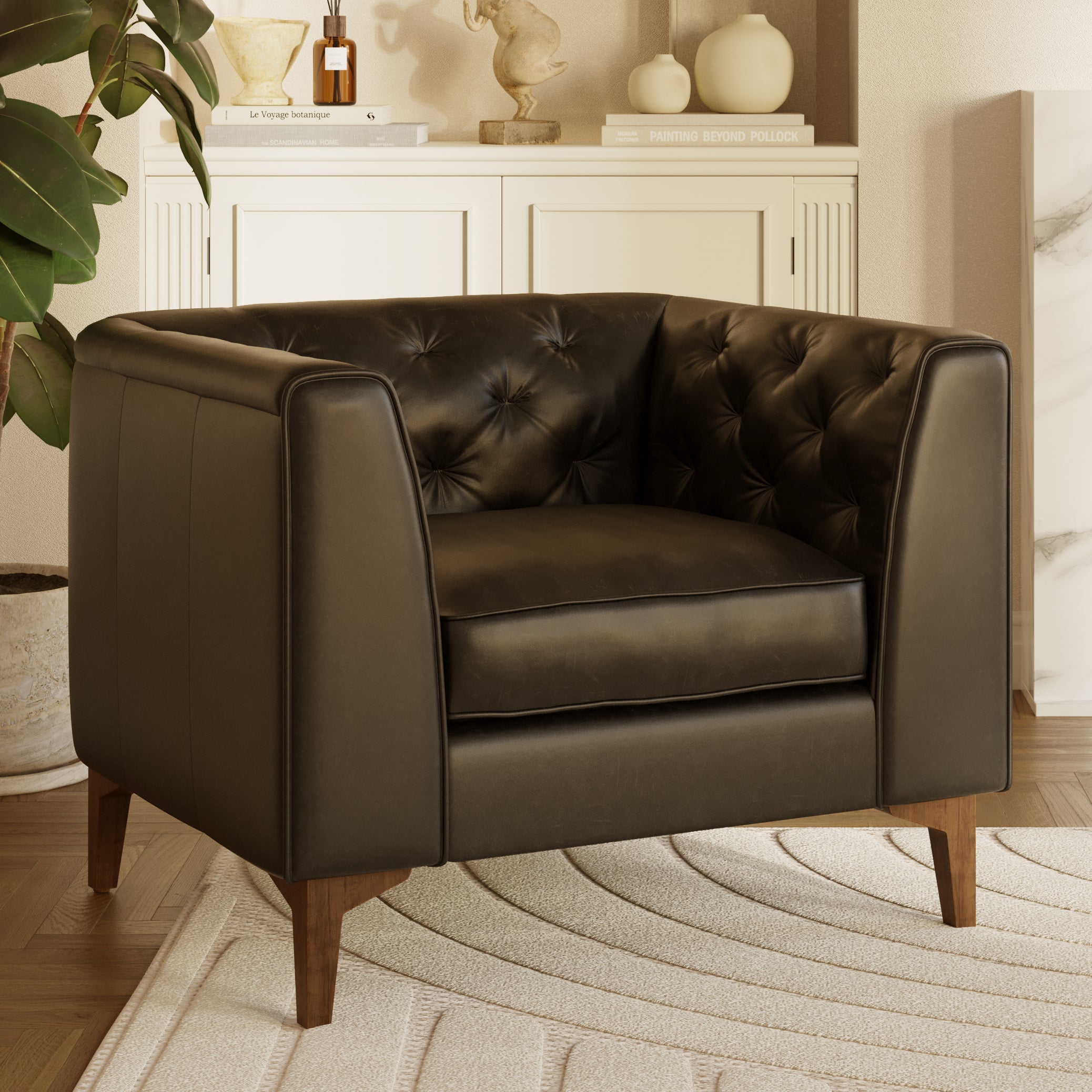 Fauteuil en cuir | Noir onyx