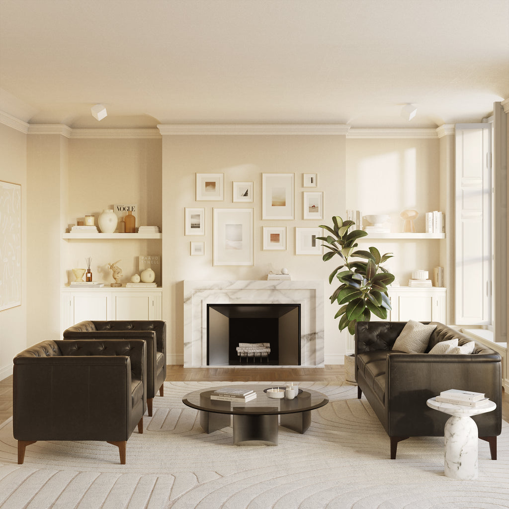 Fauteuil en cuir | Noir onyx