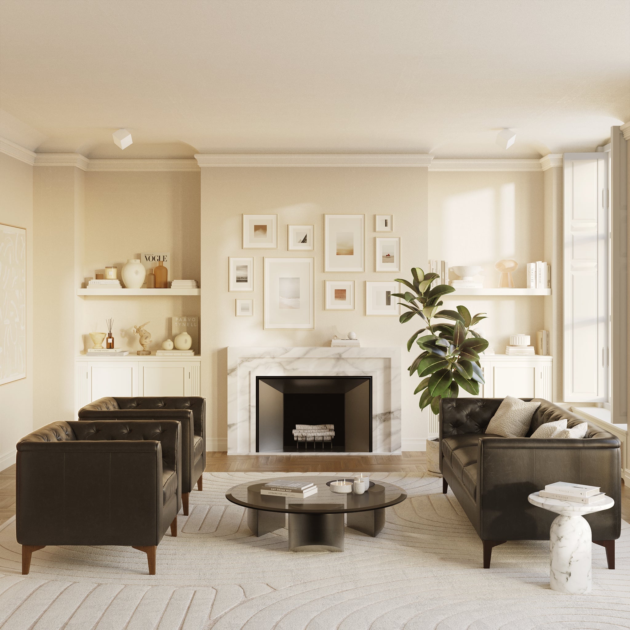 Fauteuil en cuir | Noir onyx