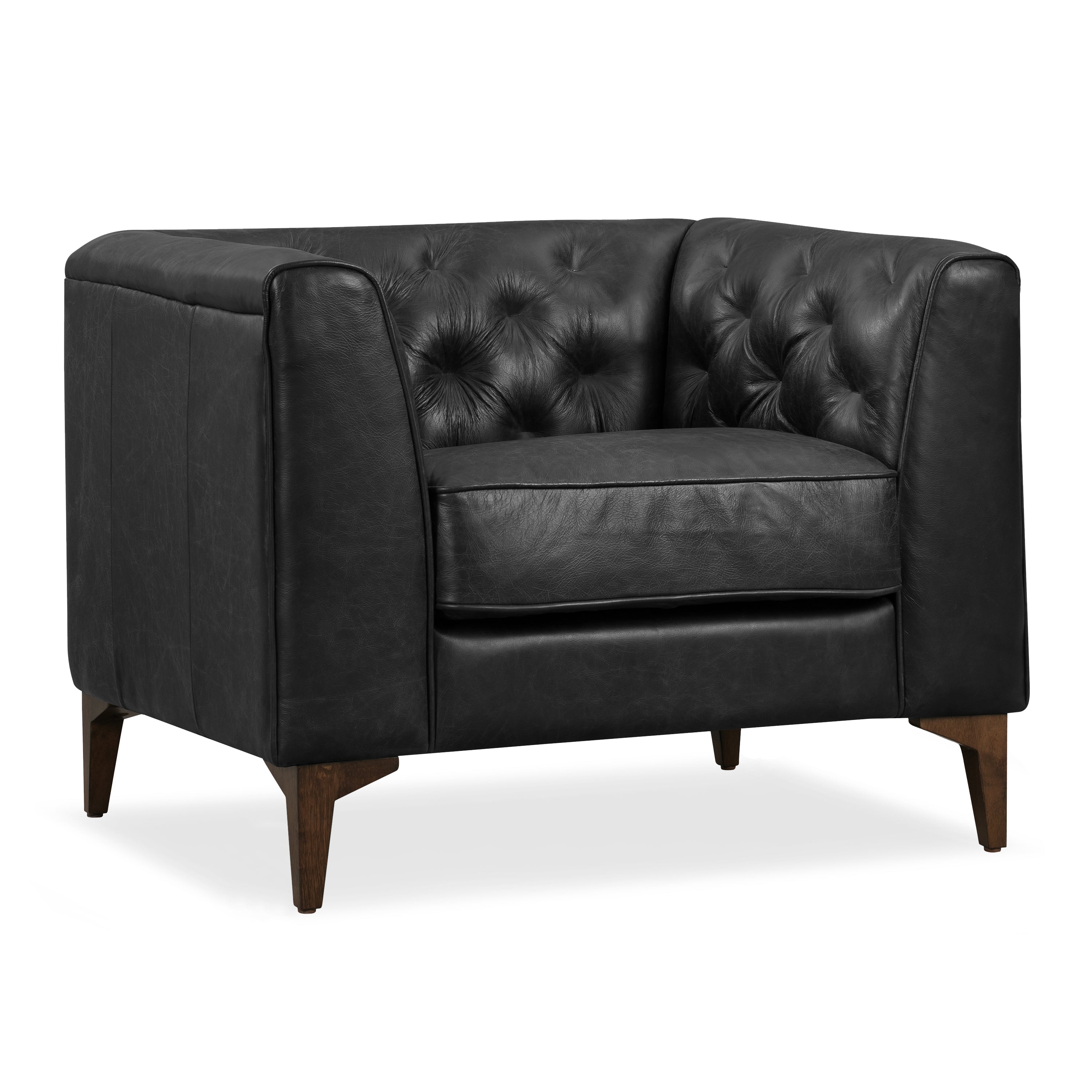 Fauteuil en cuir | Noir onyx