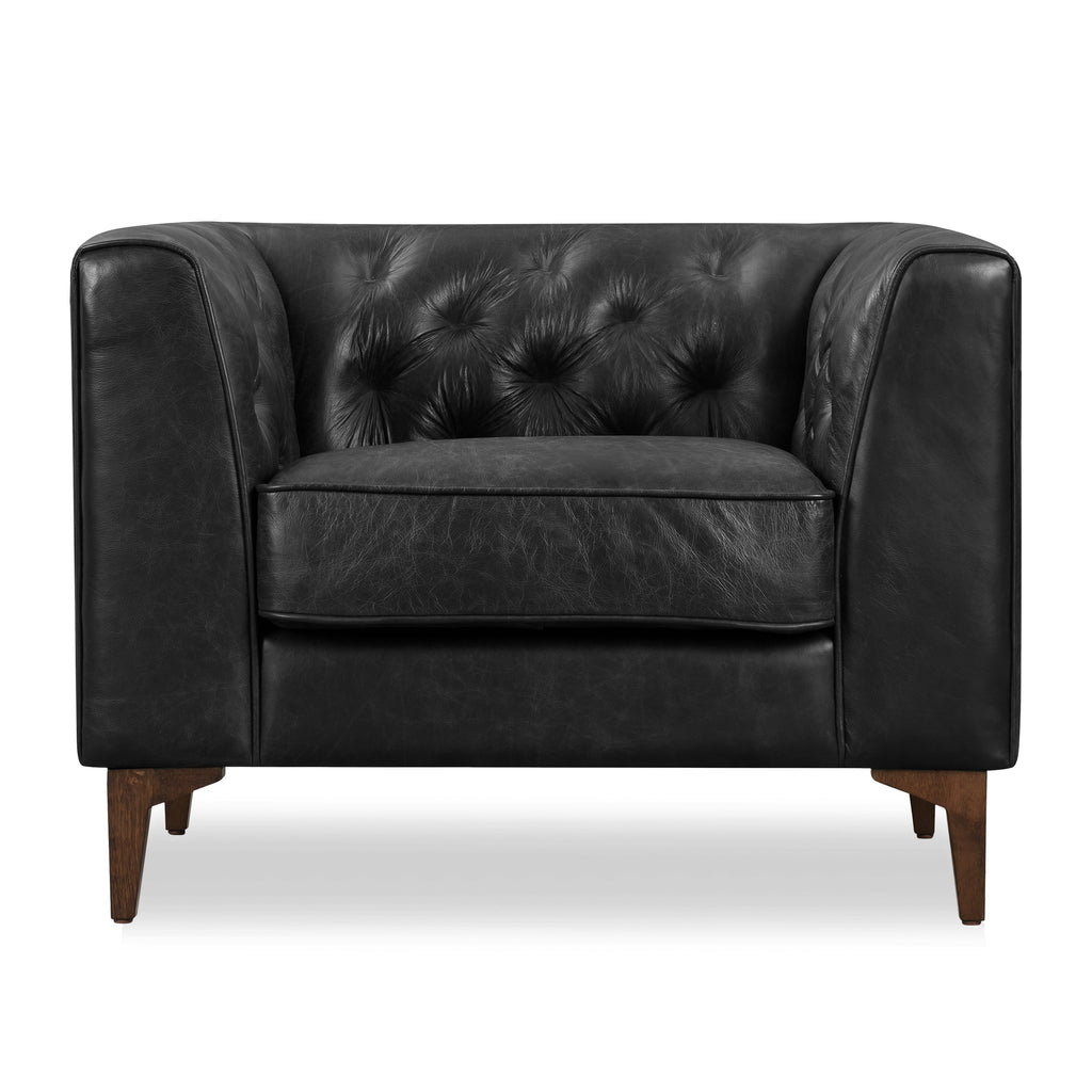 Fauteuil en cuir | Noir onyx