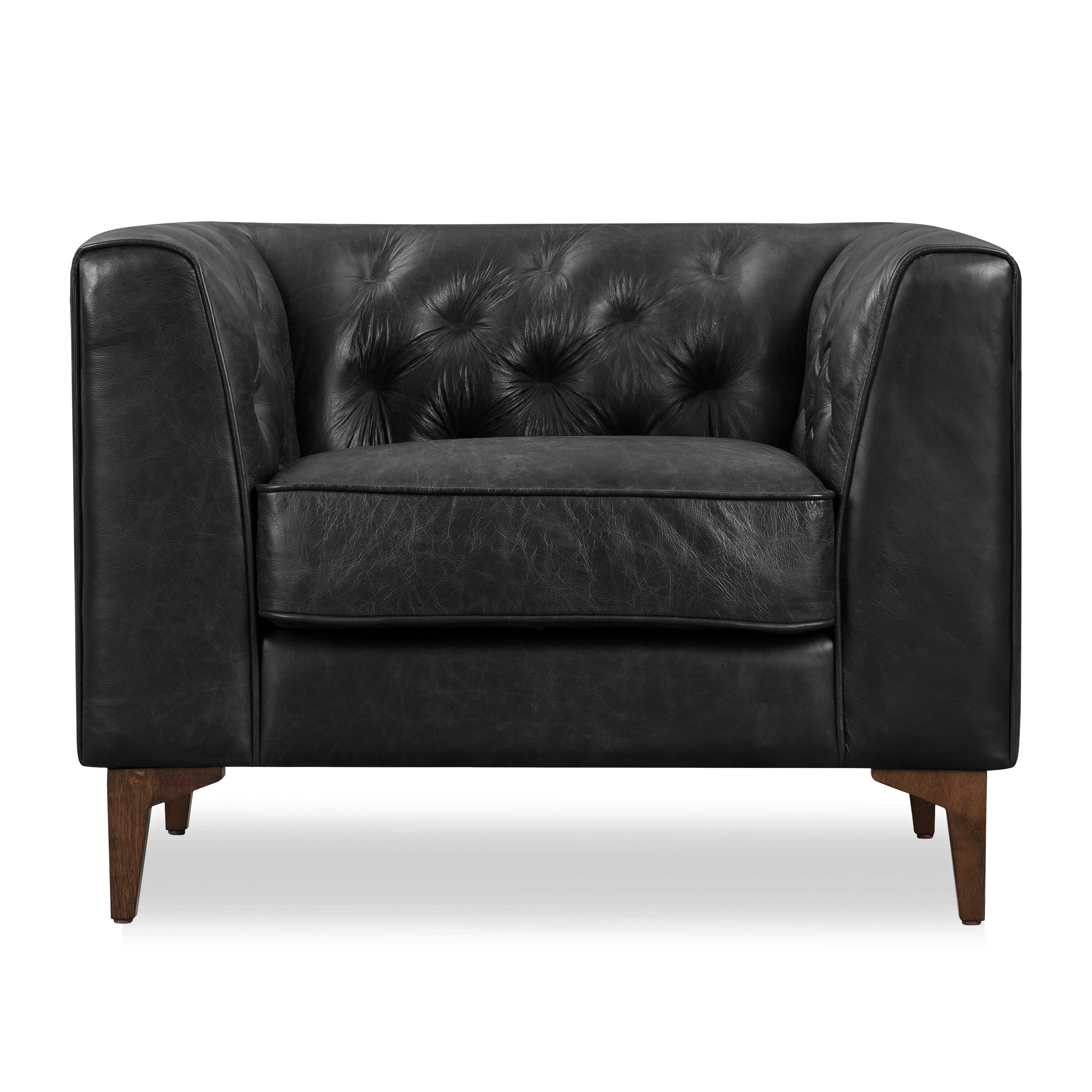 Fauteuil en cuir | Noir onyx