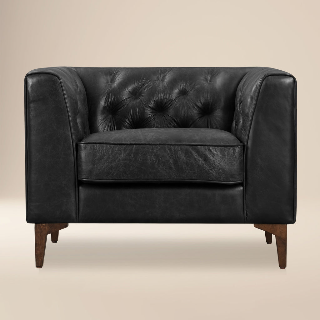 Fauteuil inclinable en cuir | Noir onyx