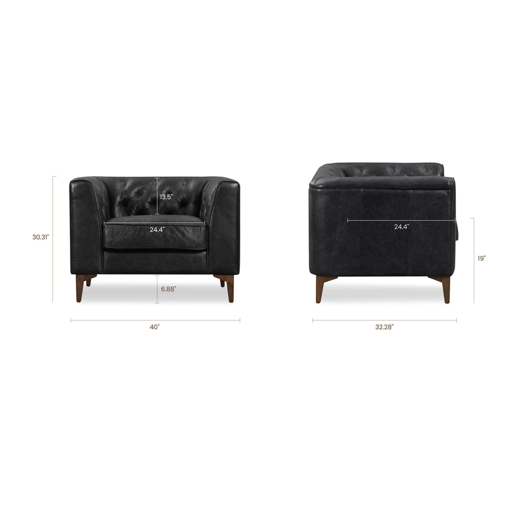 Fauteuil inclinable en cuir | Noir onyx
