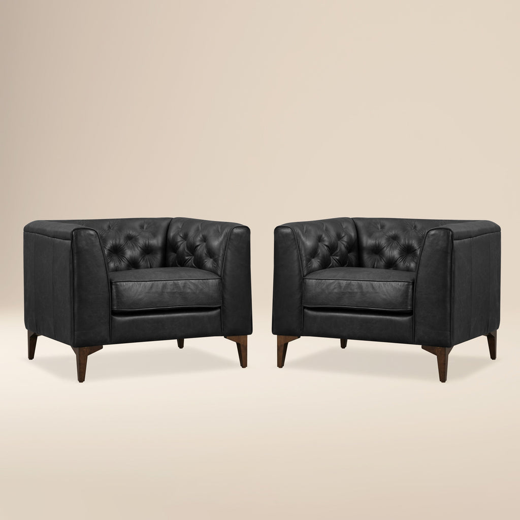 Fauteuil en cuir | Noir onyx