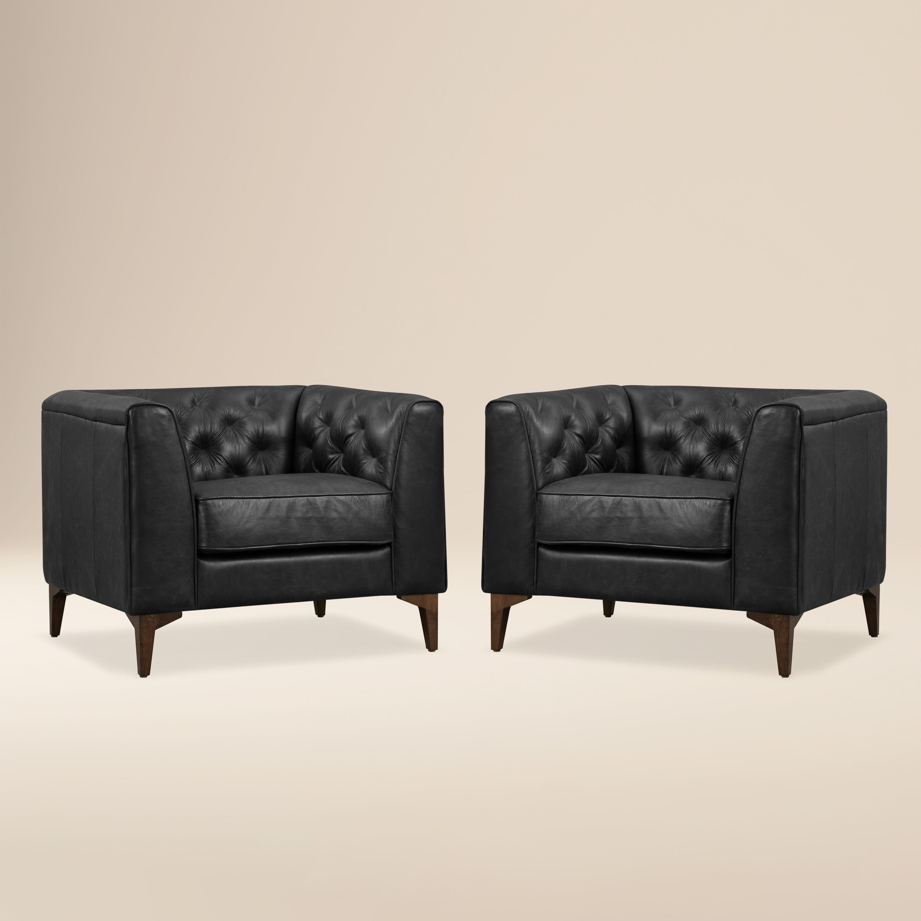 Fauteuil en cuir | Noir onyx