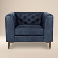 Fauteuil club en cuir | Bleu nuit