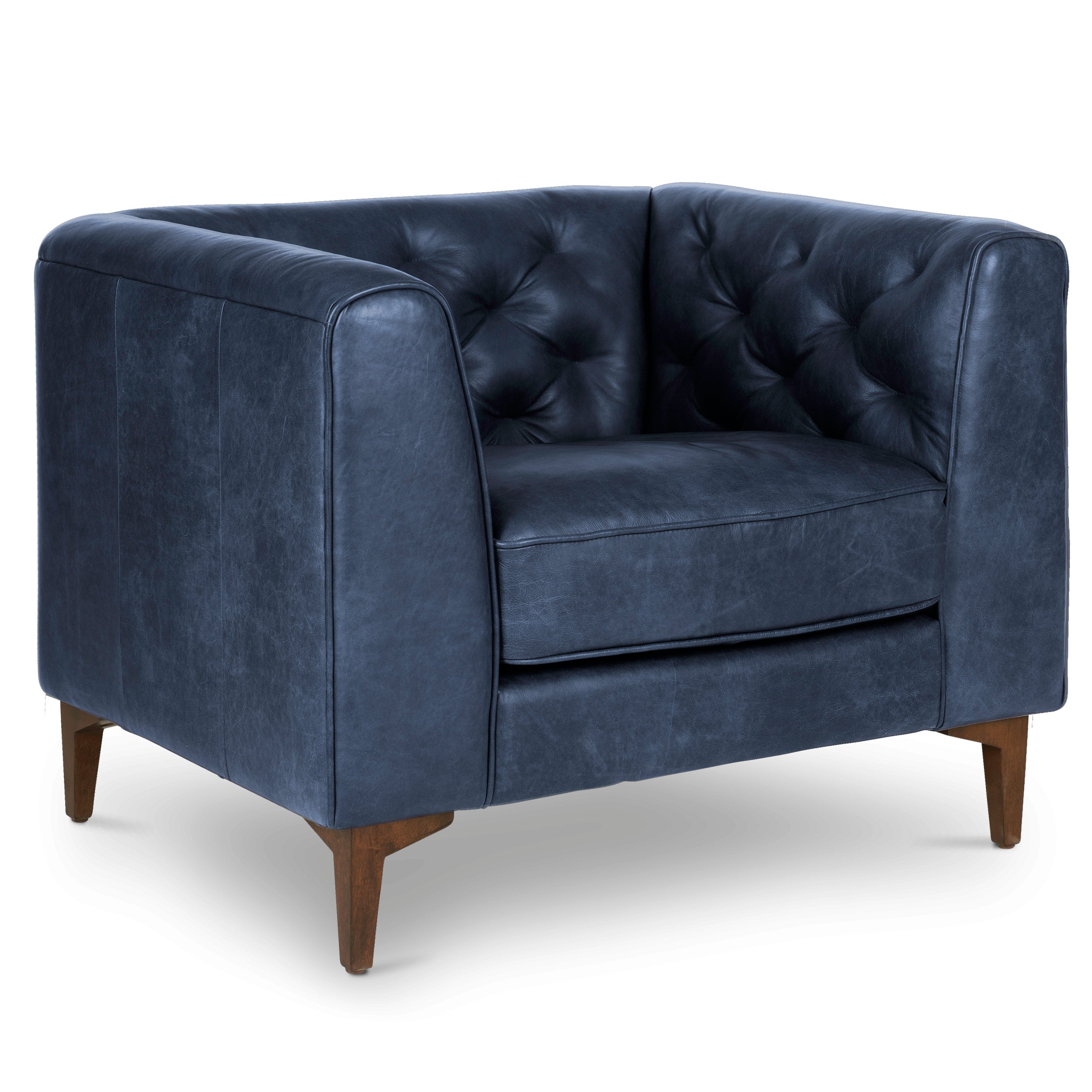 Fauteuil en cuir | Bleu nuit