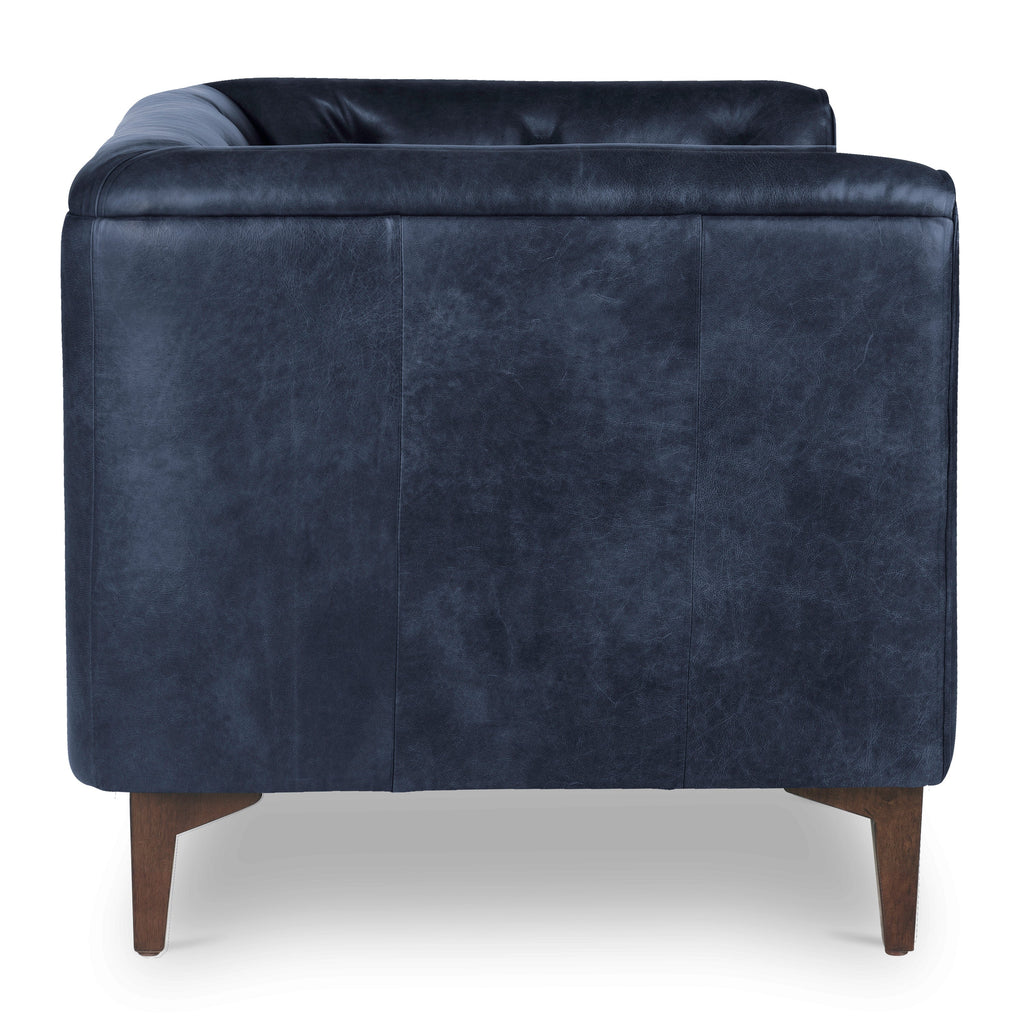 Fauteuil club en cuir | Bleu nuit