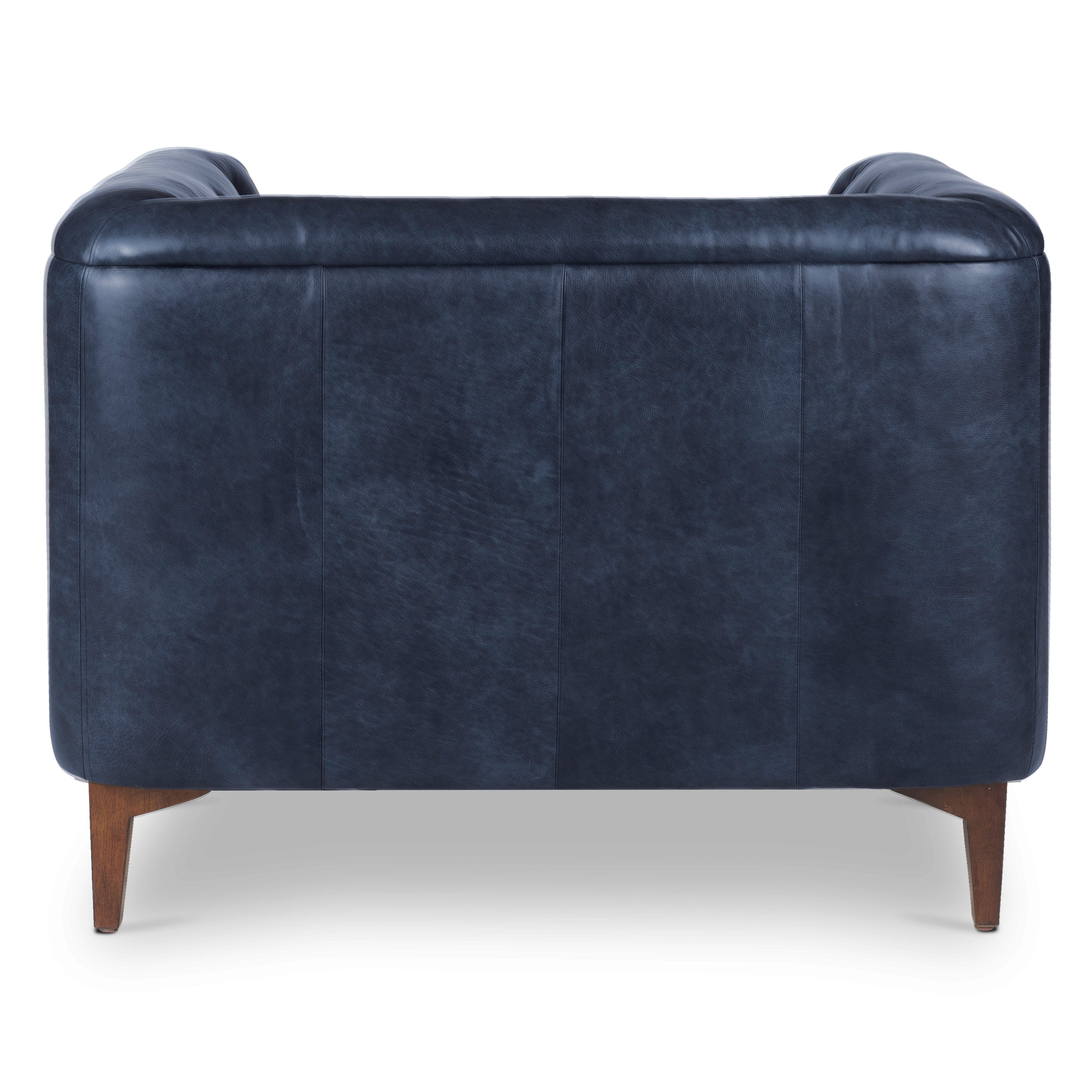 Fauteuil club en cuir | Bleu nuit