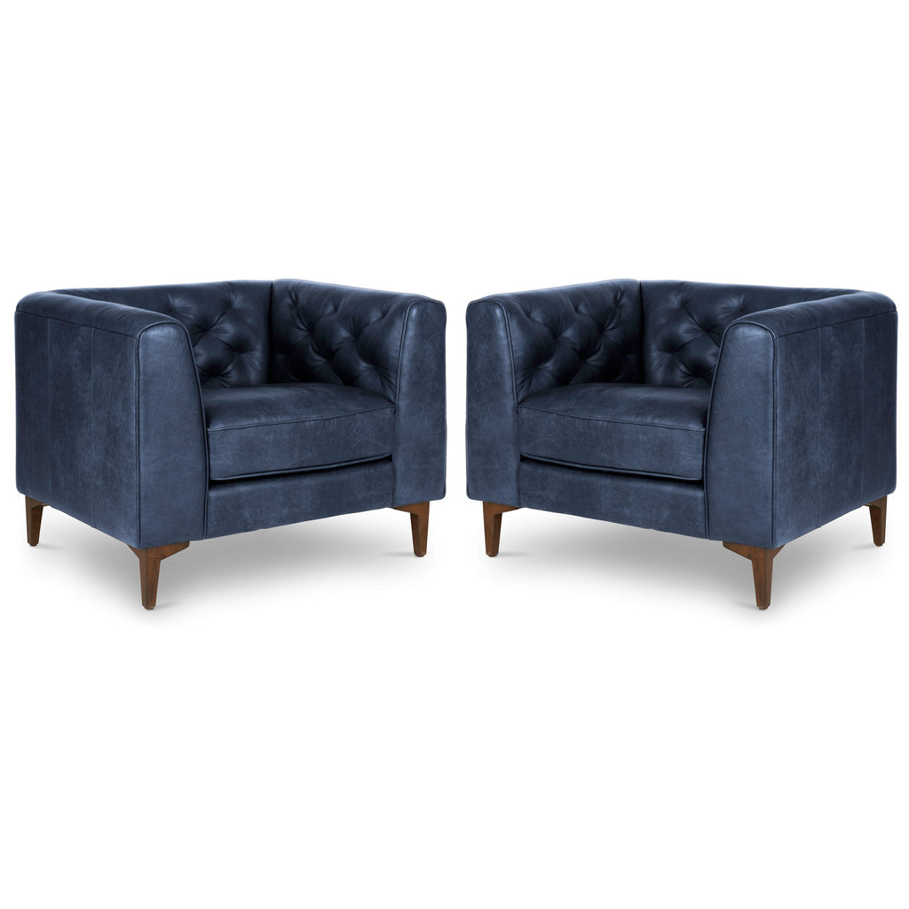Fauteuil en cuir | Bleu nuit