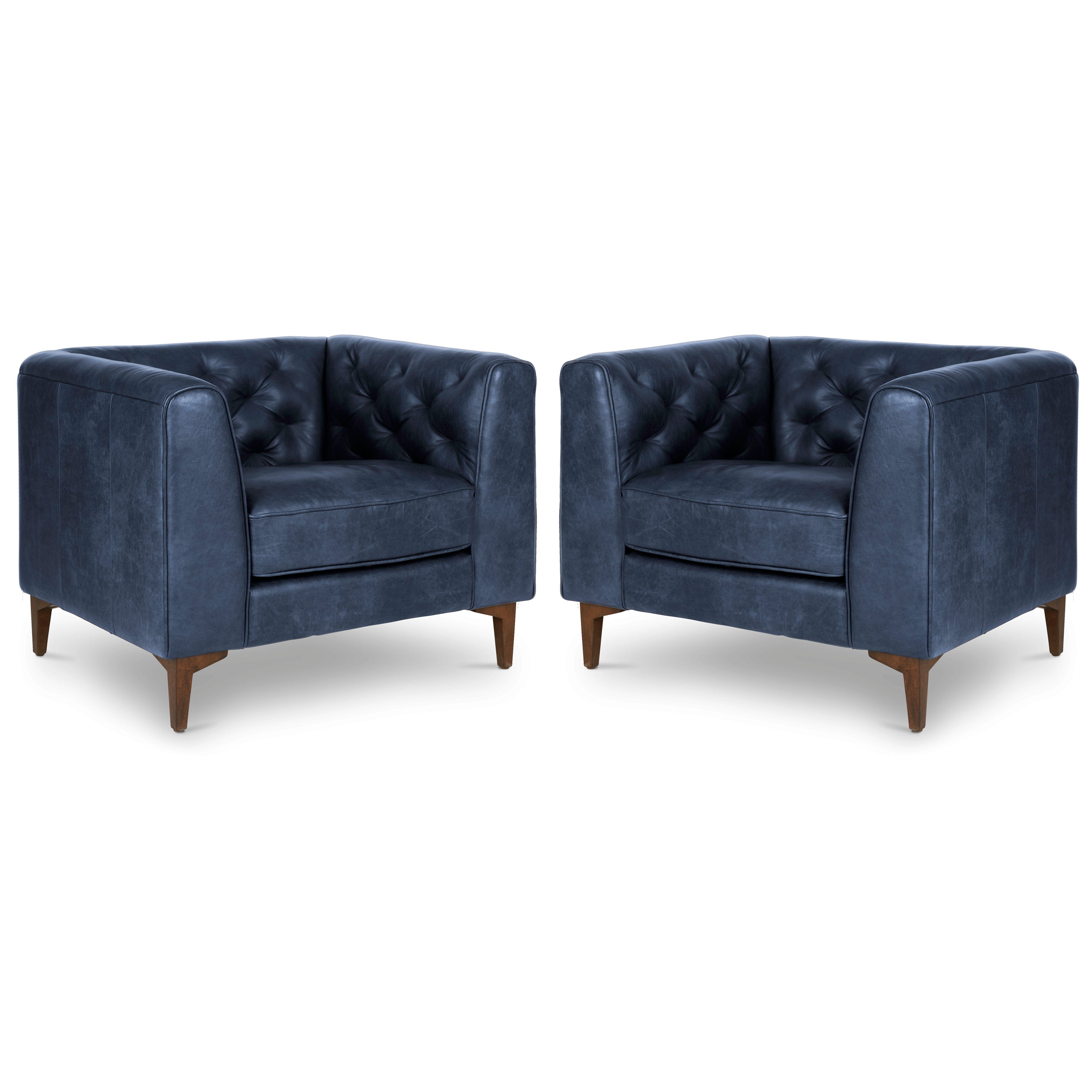 Fauteuil en cuir | Bleu nuit