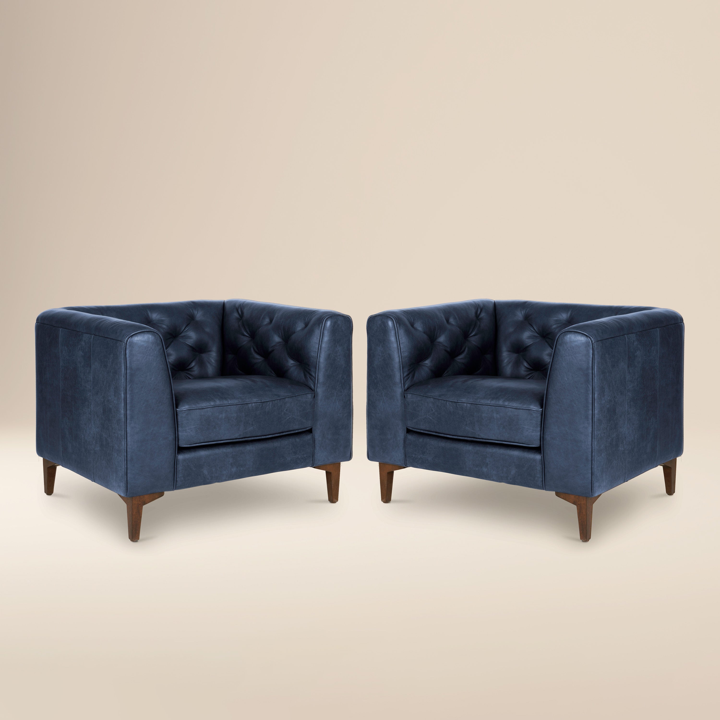 Fauteuil en cuir | Bleu nuit