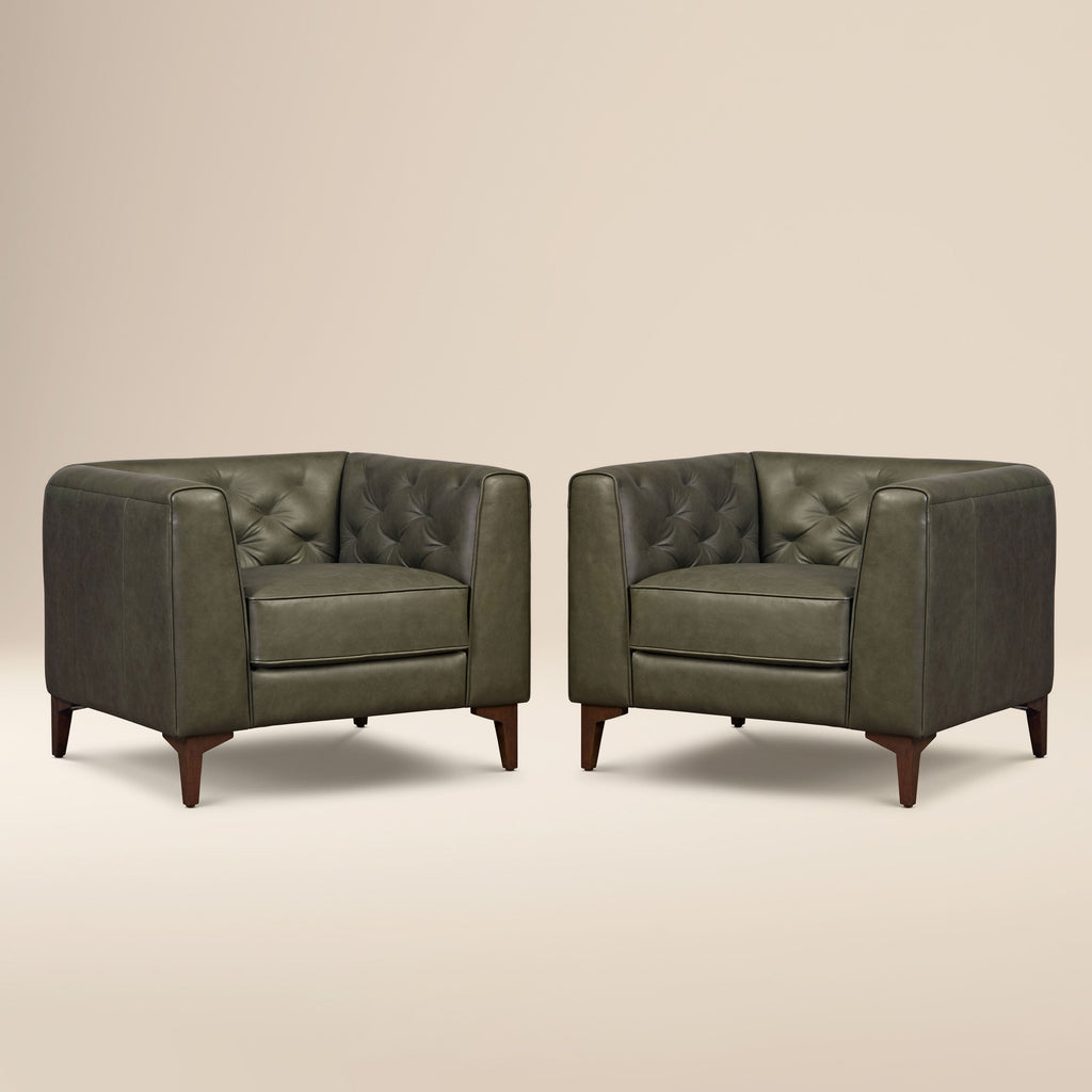 Fauteuil en cuir | Vert olivine