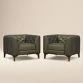 Fauteuil en cuir | Vert olivine