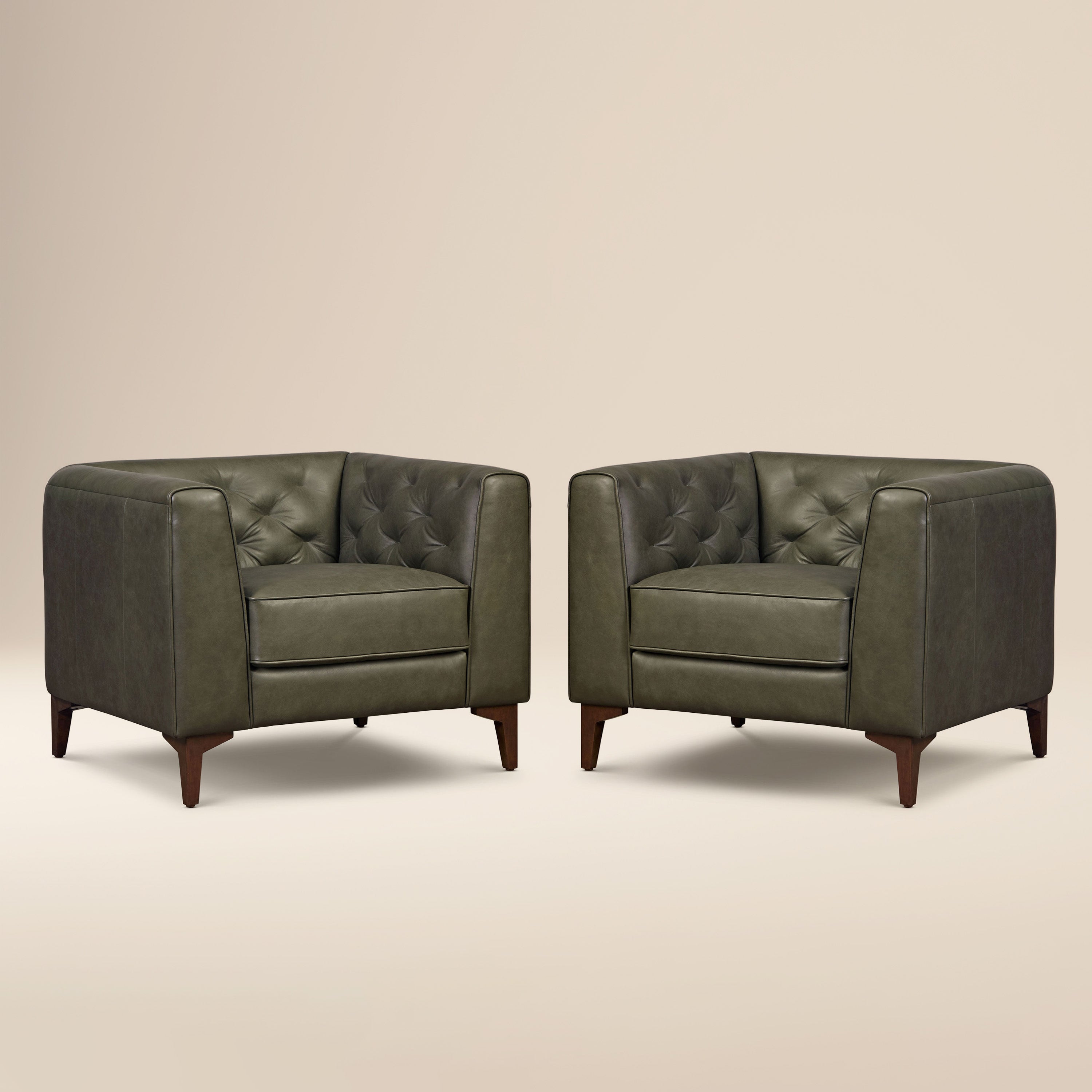 Fauteuil en cuir | Vert olivine