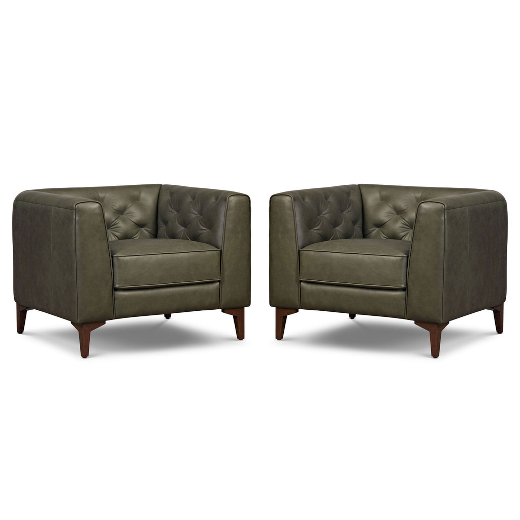 Fauteuil en cuir | Vert olivine
