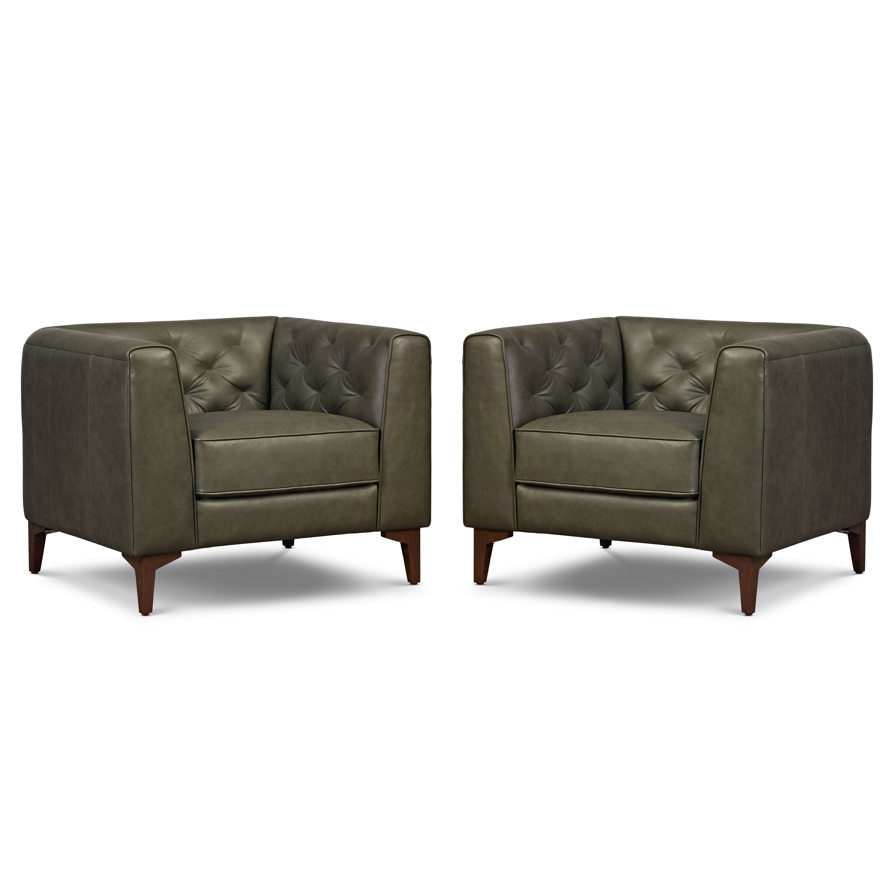 Fauteuil en cuir | Vert olivine