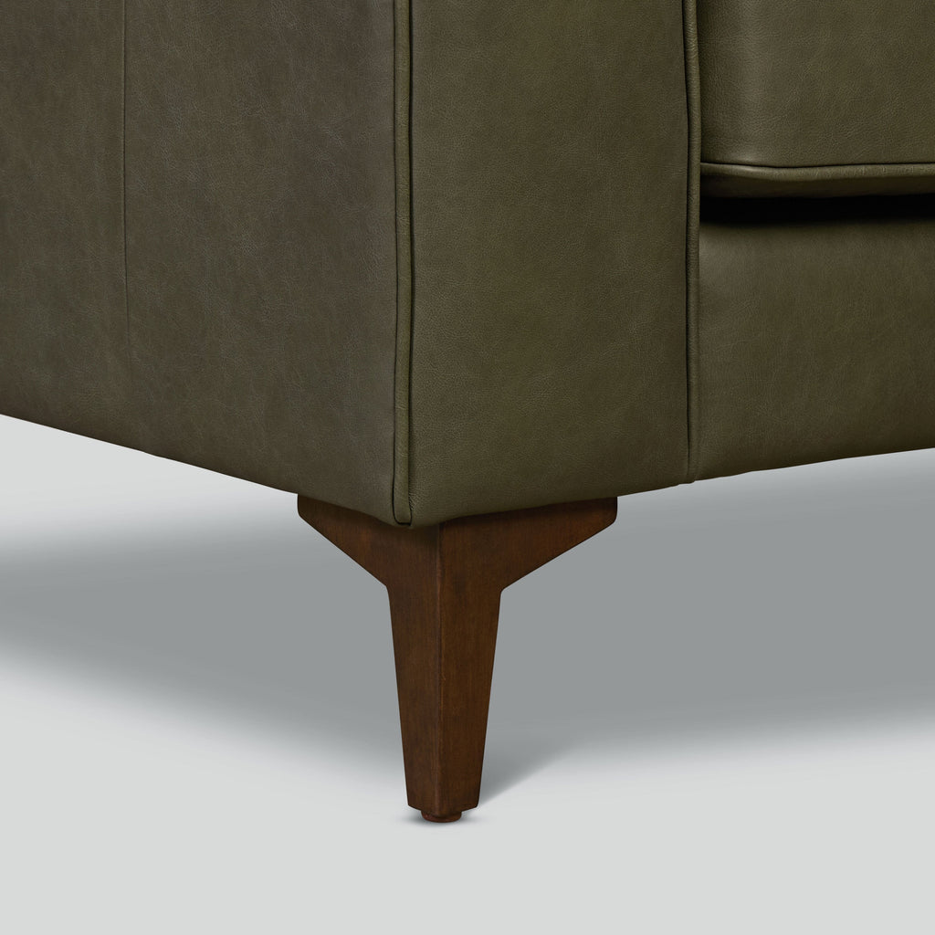 Fauteuil en cuir | Vert olive