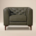 Fauteuil en cuir | Vert olive