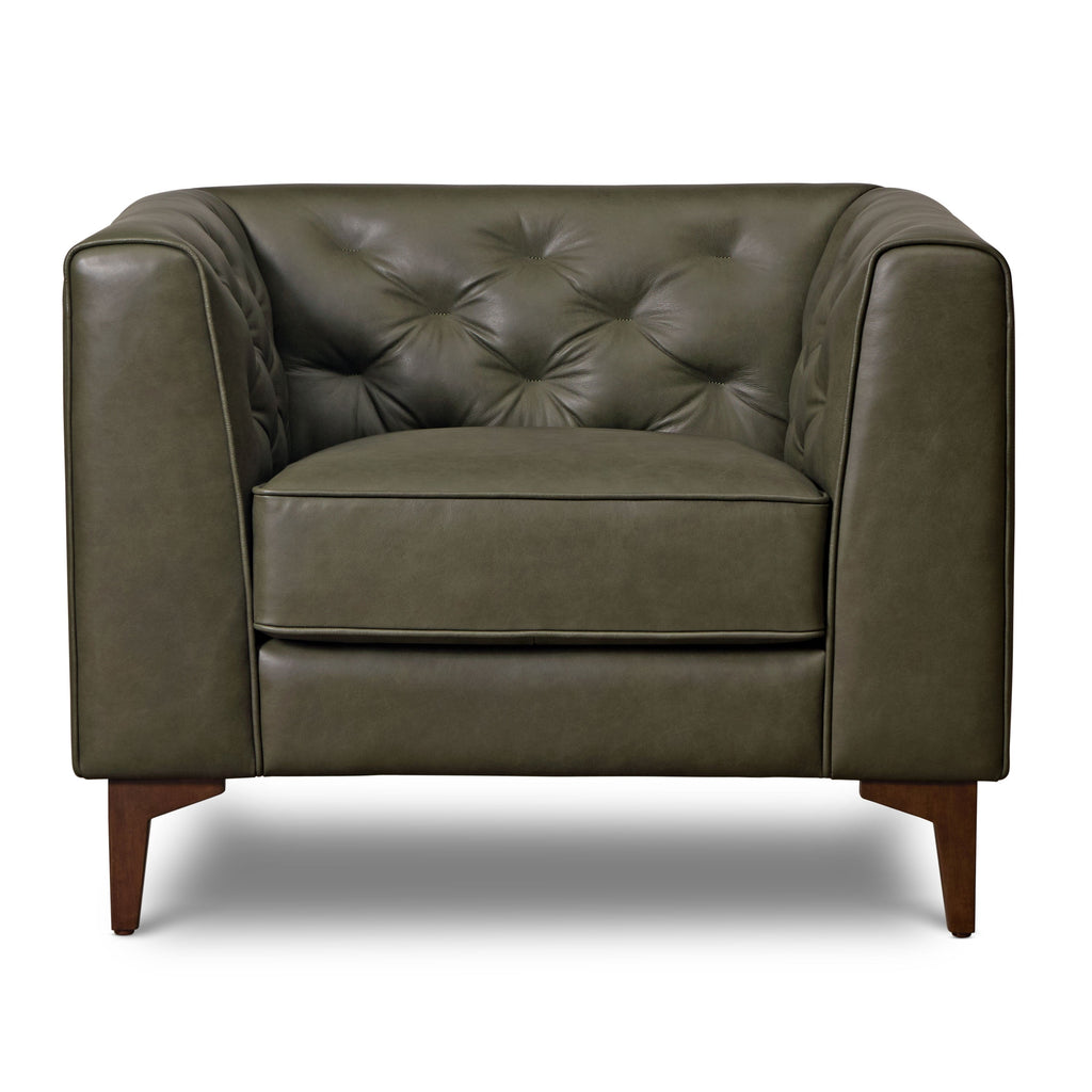 Fauteuil en cuir | Vert olive