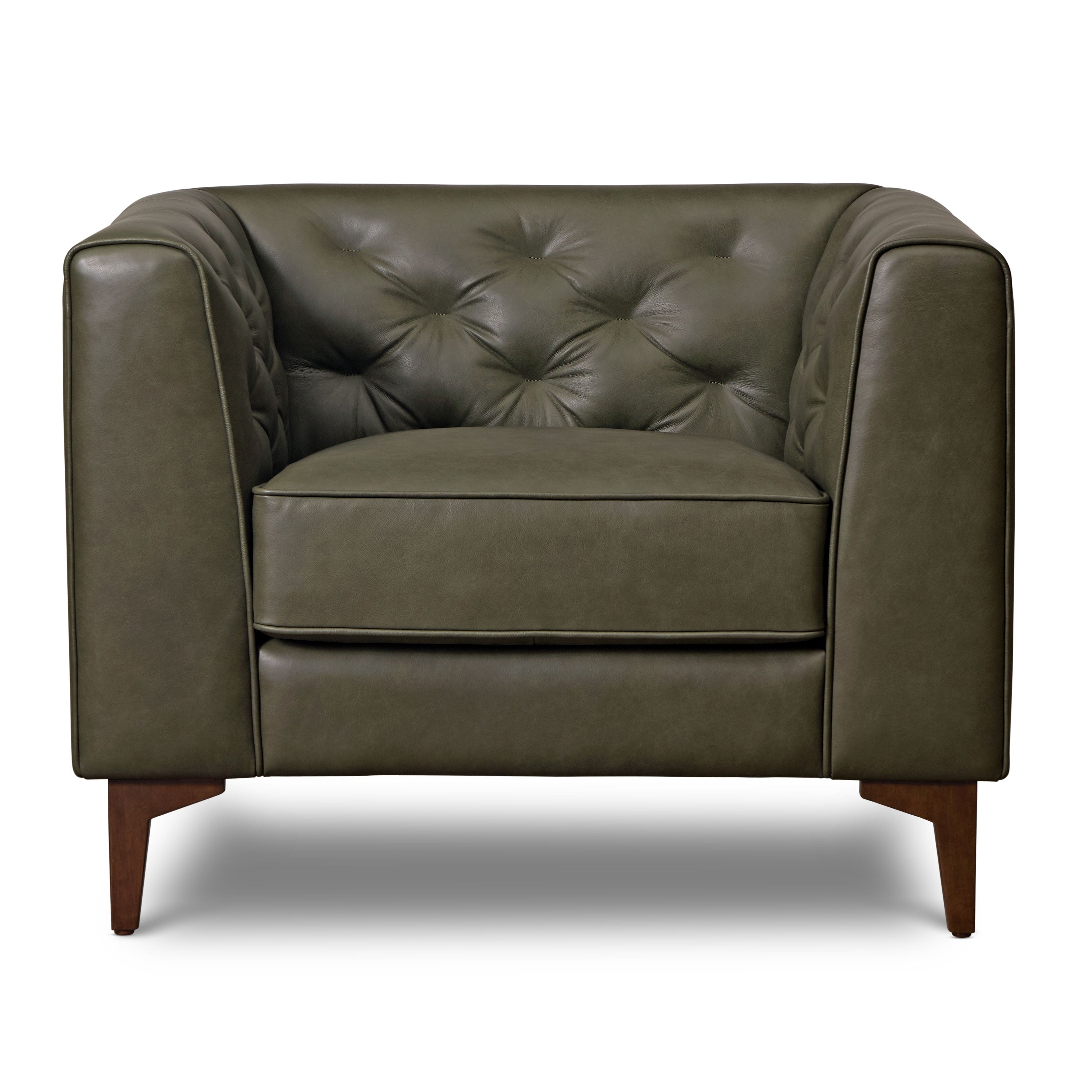 Fauteuil en cuir | Vert olive
