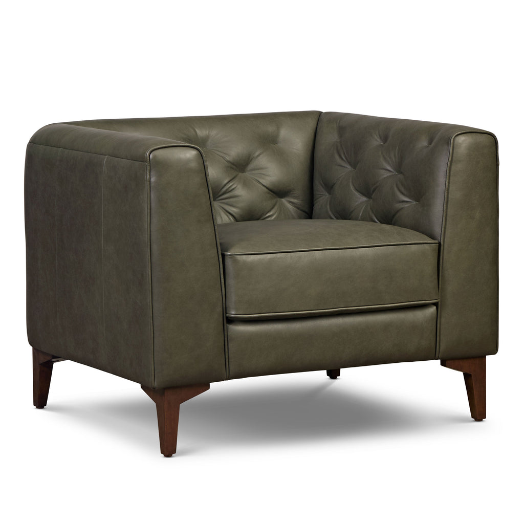 Fauteuil en cuir | Vert olive