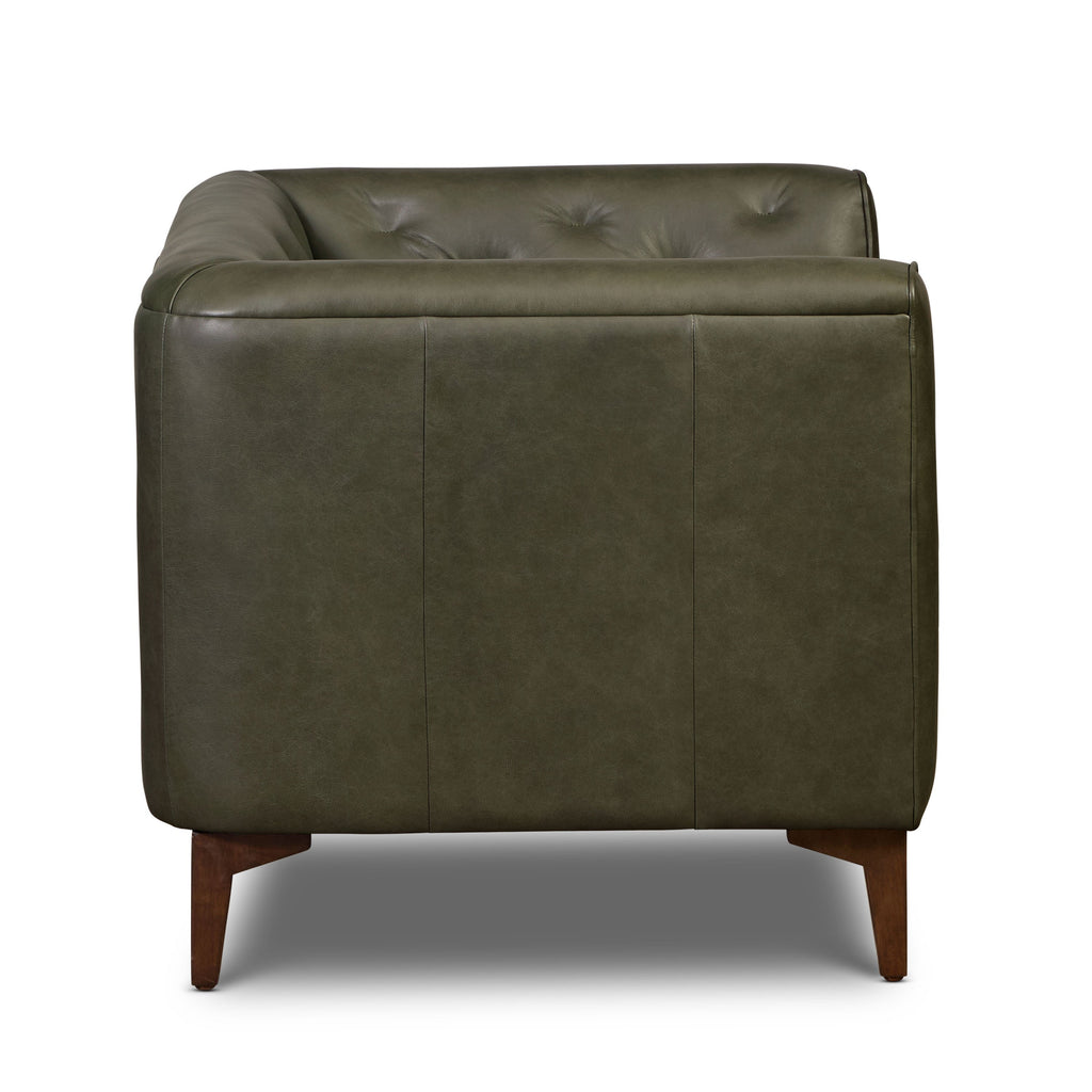 Fauteuil en cuir | Vert olivine