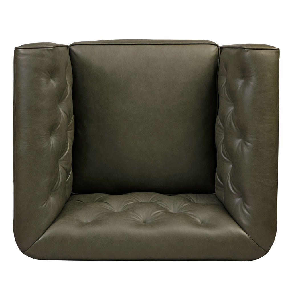 Fauteuil en cuir | Vert olive