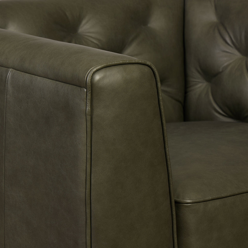 Fauteuil en cuir | Vert olivine