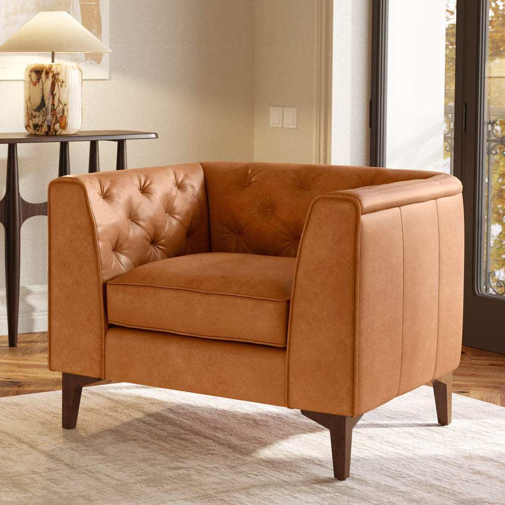 Fauteuil en cuir | Tan Cognac
