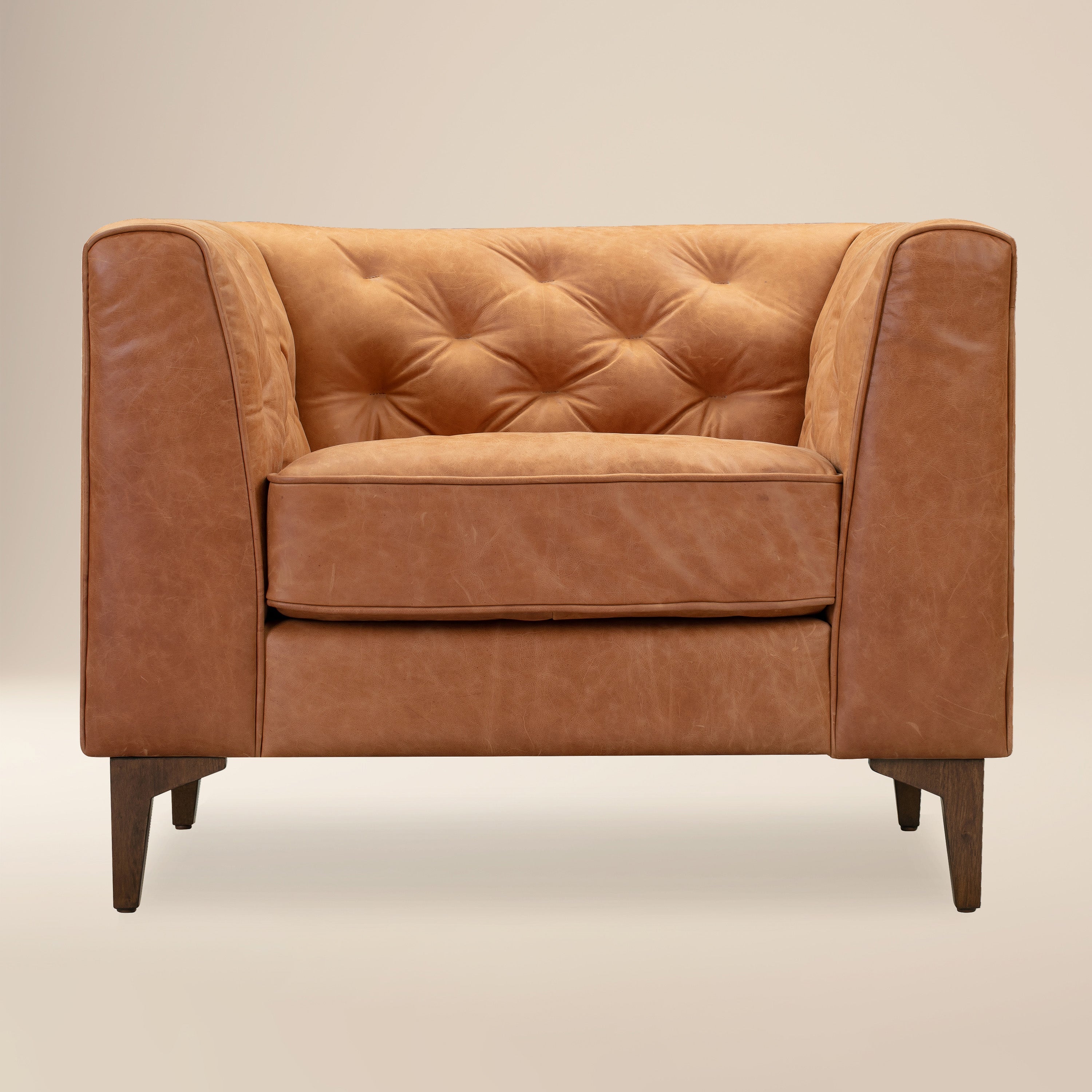 Fauteuil en cuir | Tan Cognac
