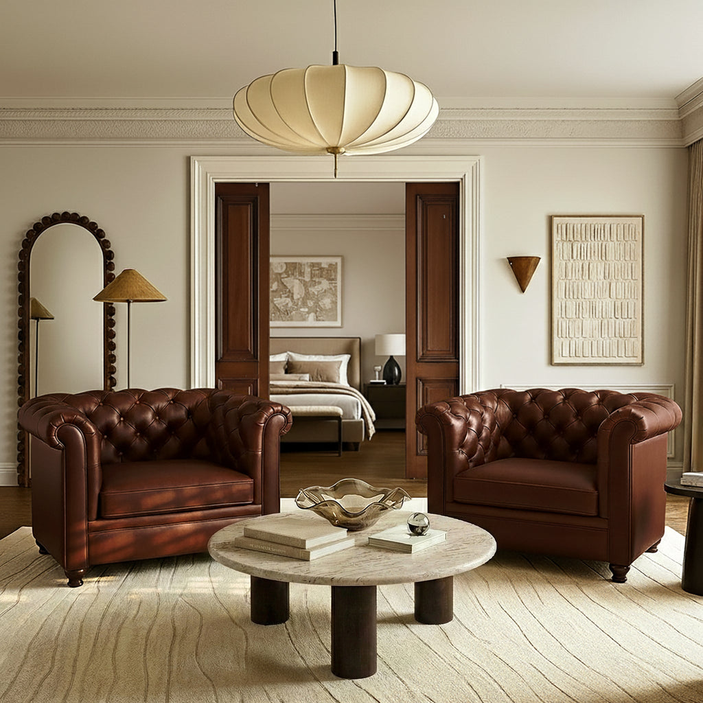Fauteuil en cuir | Marron oscuro