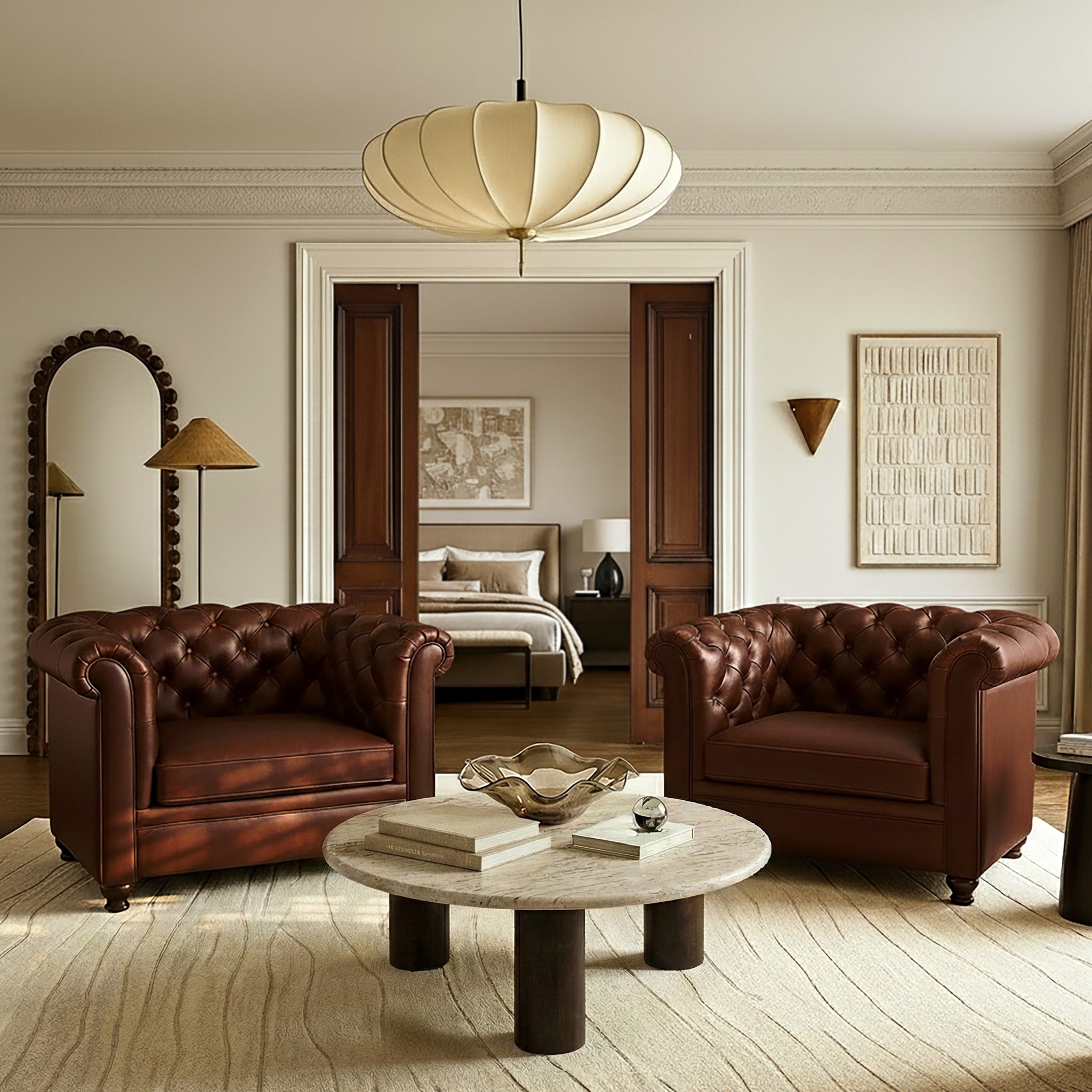 Fauteuil en cuir | Marron oscuro