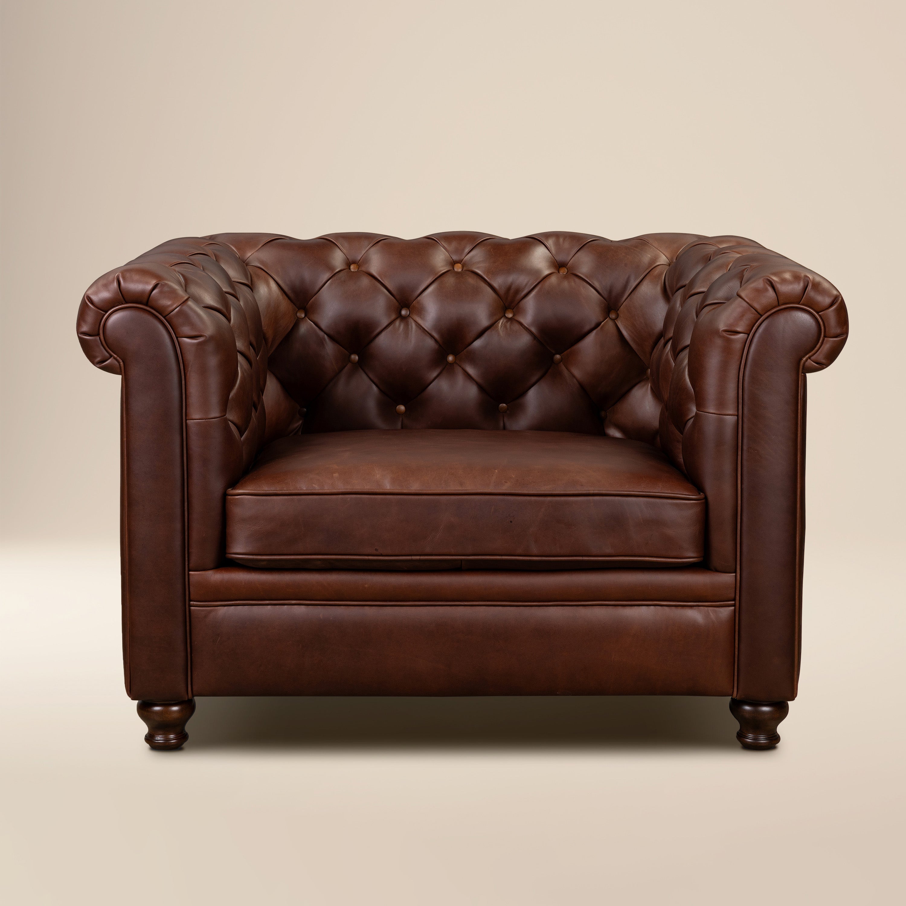 Fauteuil en cuir | Marron Oscuro
