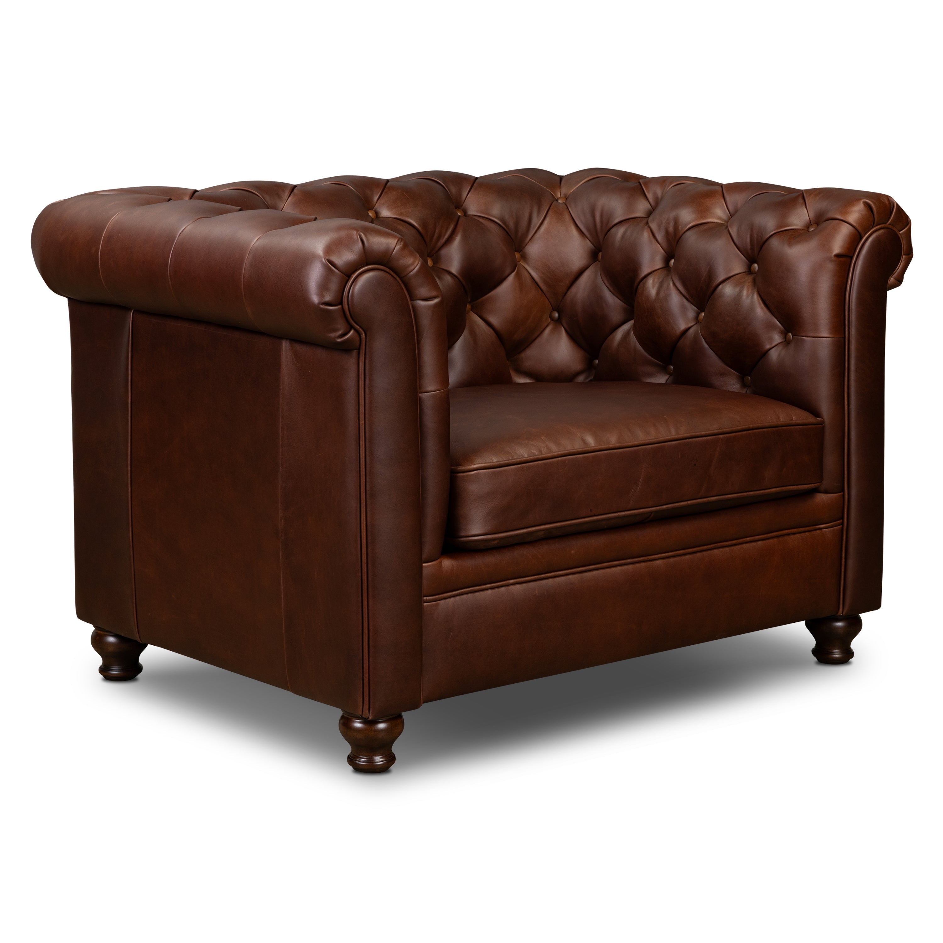 Fauteuil en cuir | Marron Oscuro